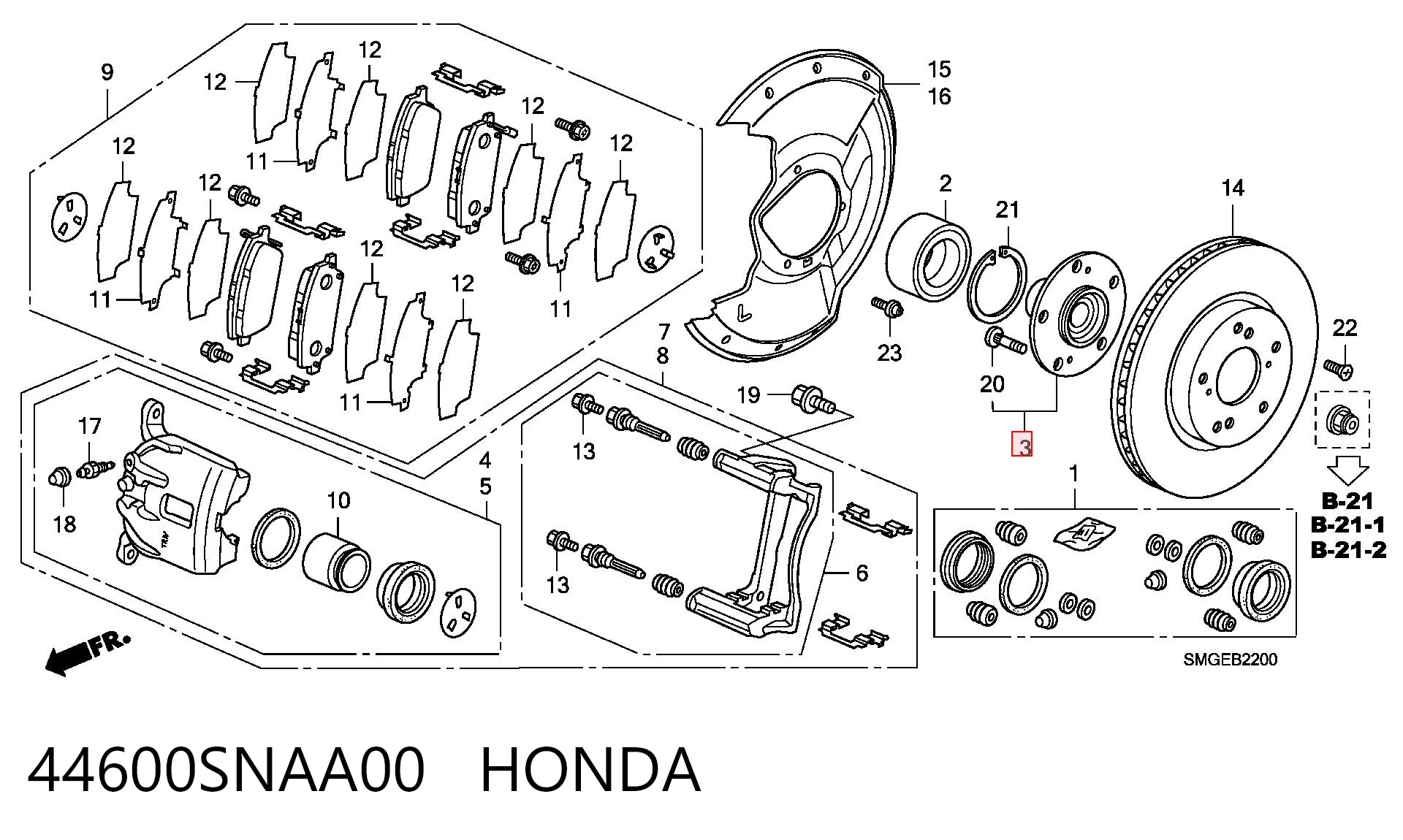 44600SNAA00 Honda Cubo delantero