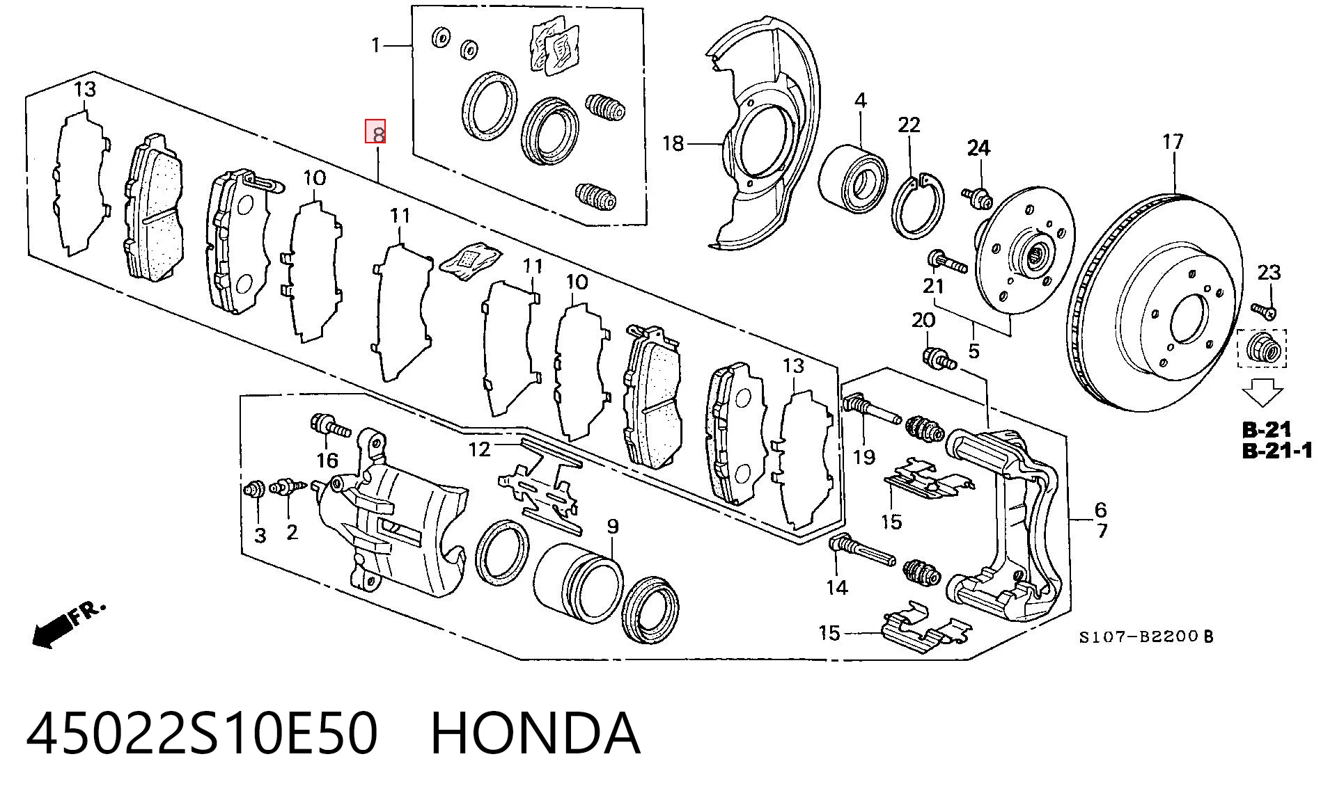 45022S10E50 Honda Pastillas delanteras