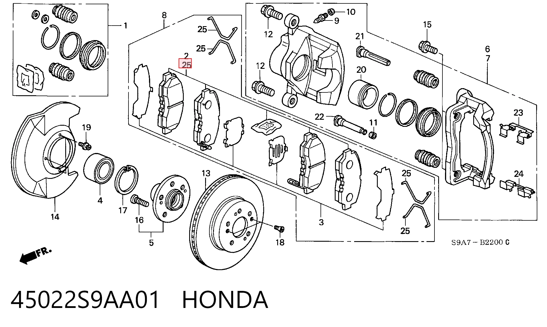 45022S9AA01 Honda Pastillas delanteras