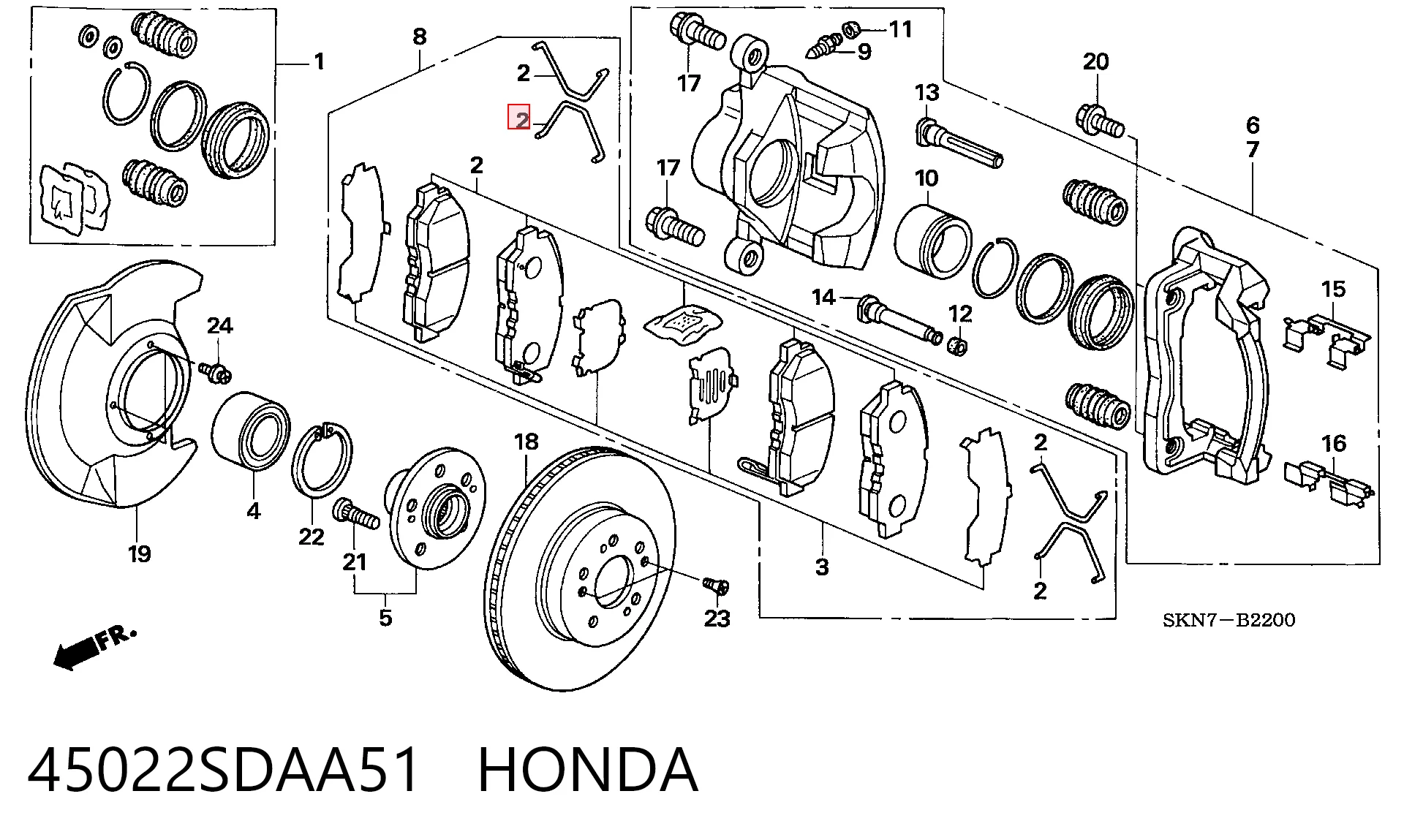 45022SDAA51 Honda Pastillas delanteras
