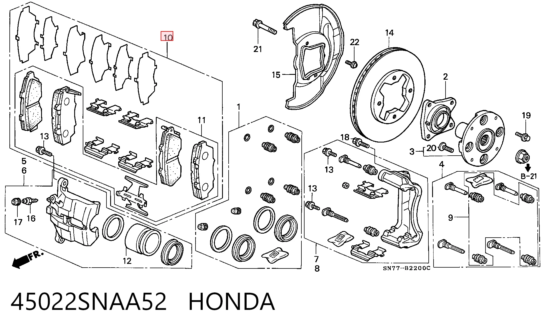 45022SNAA52 Honda Pastillas delanteras