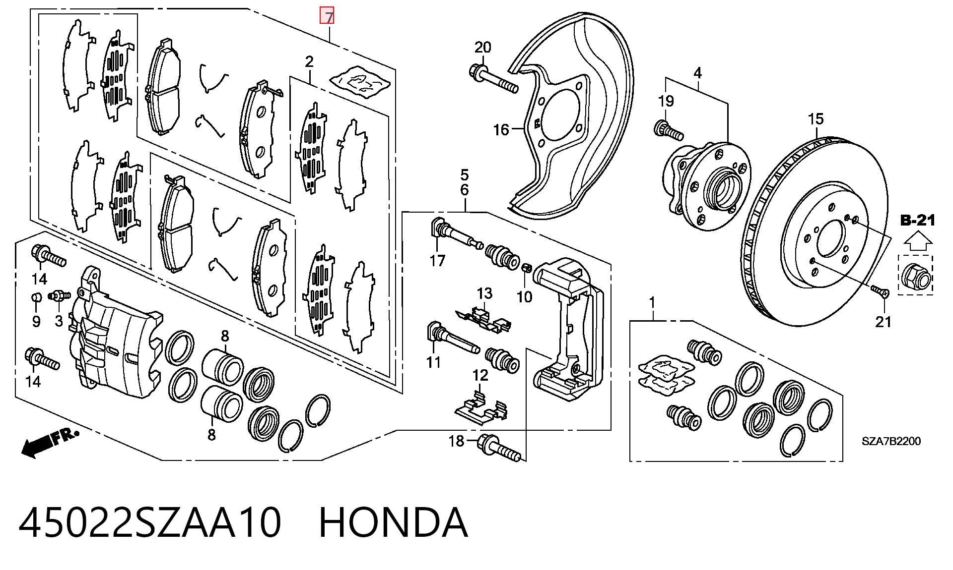 45022SZAA10 Honda Pastillas delanteras