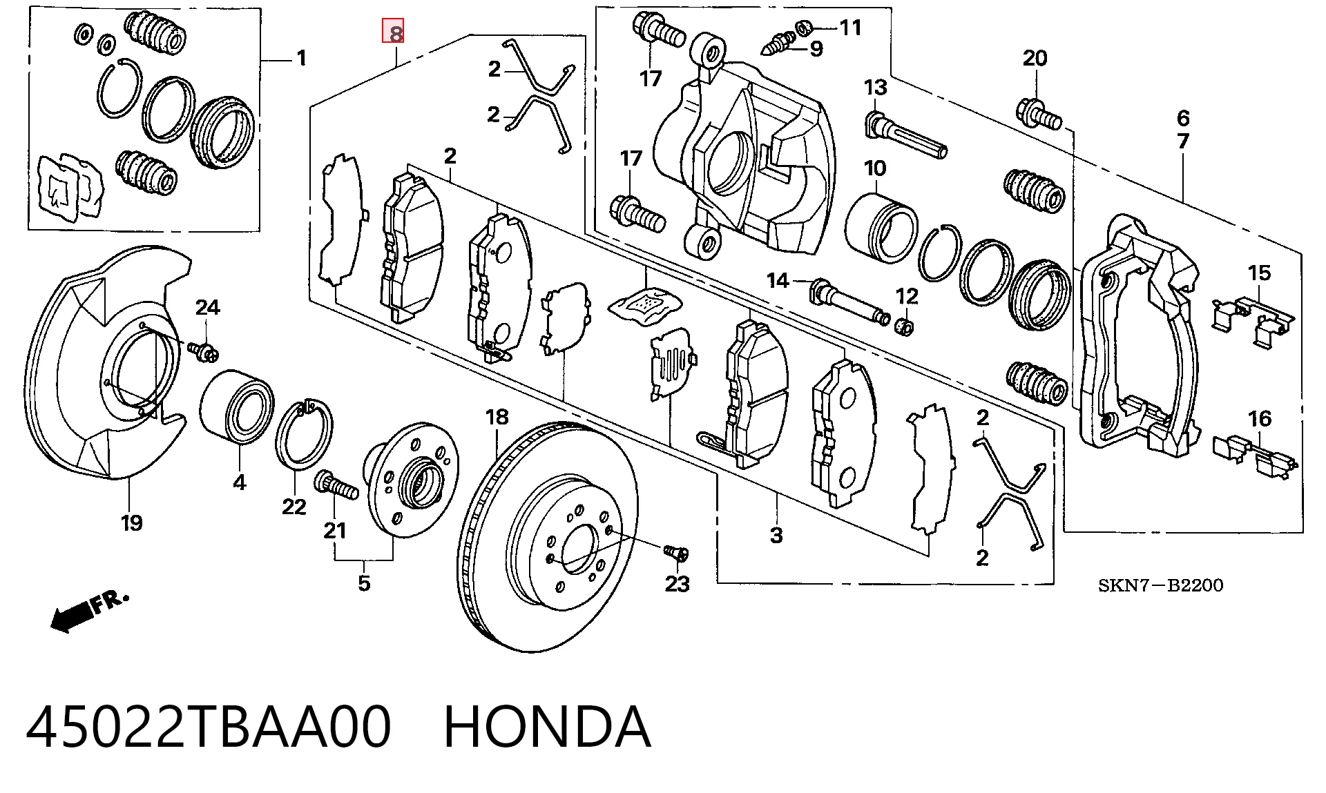 45022TBAA00 Honda Pastillas delanteras