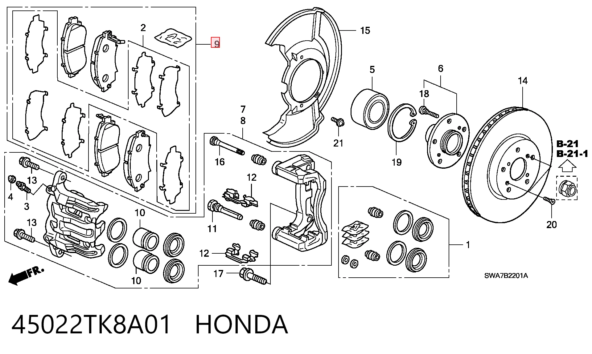 45022TK8A01 Honda Pastillas delanteras