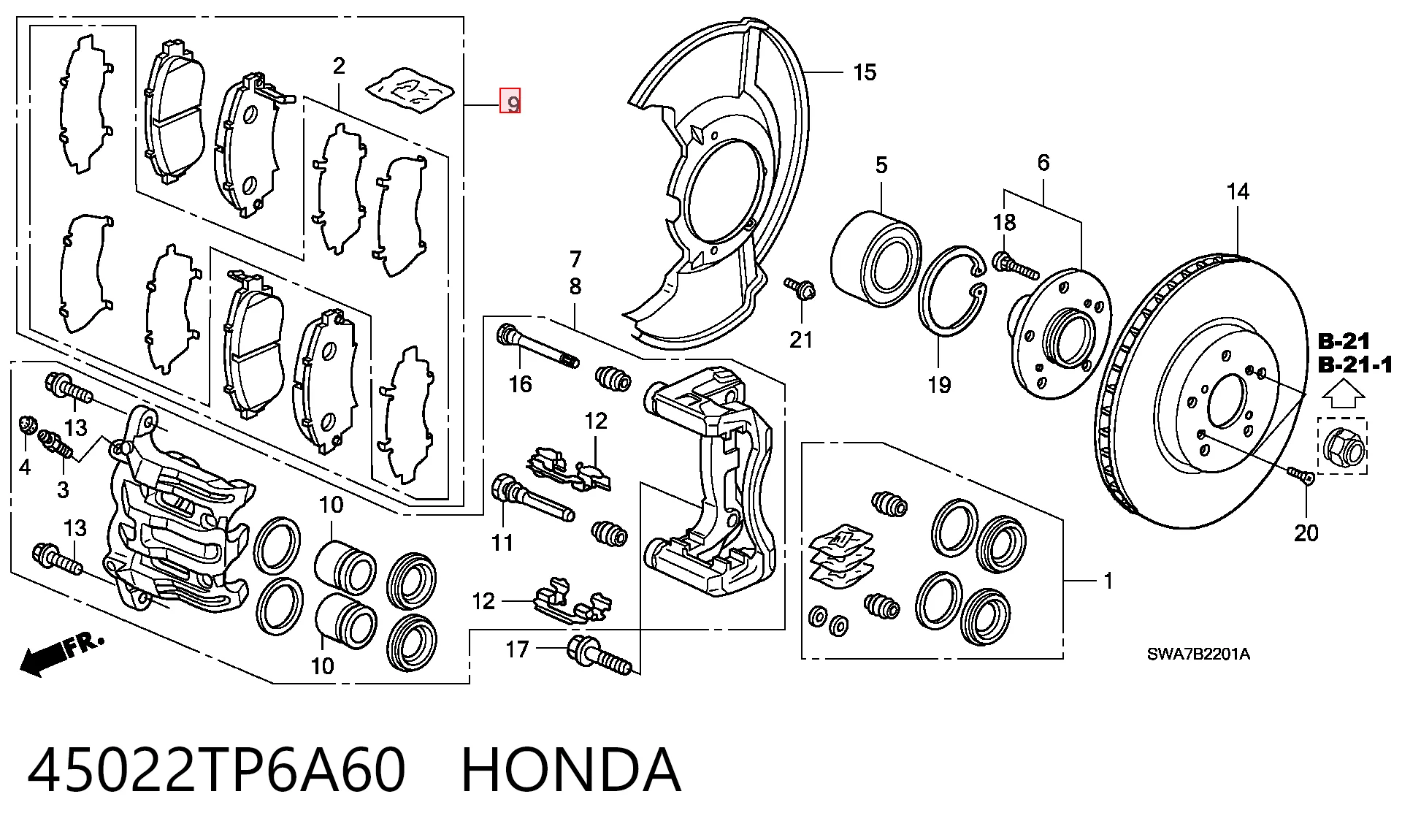45022TP6A60 Honda Pastillas delanteras