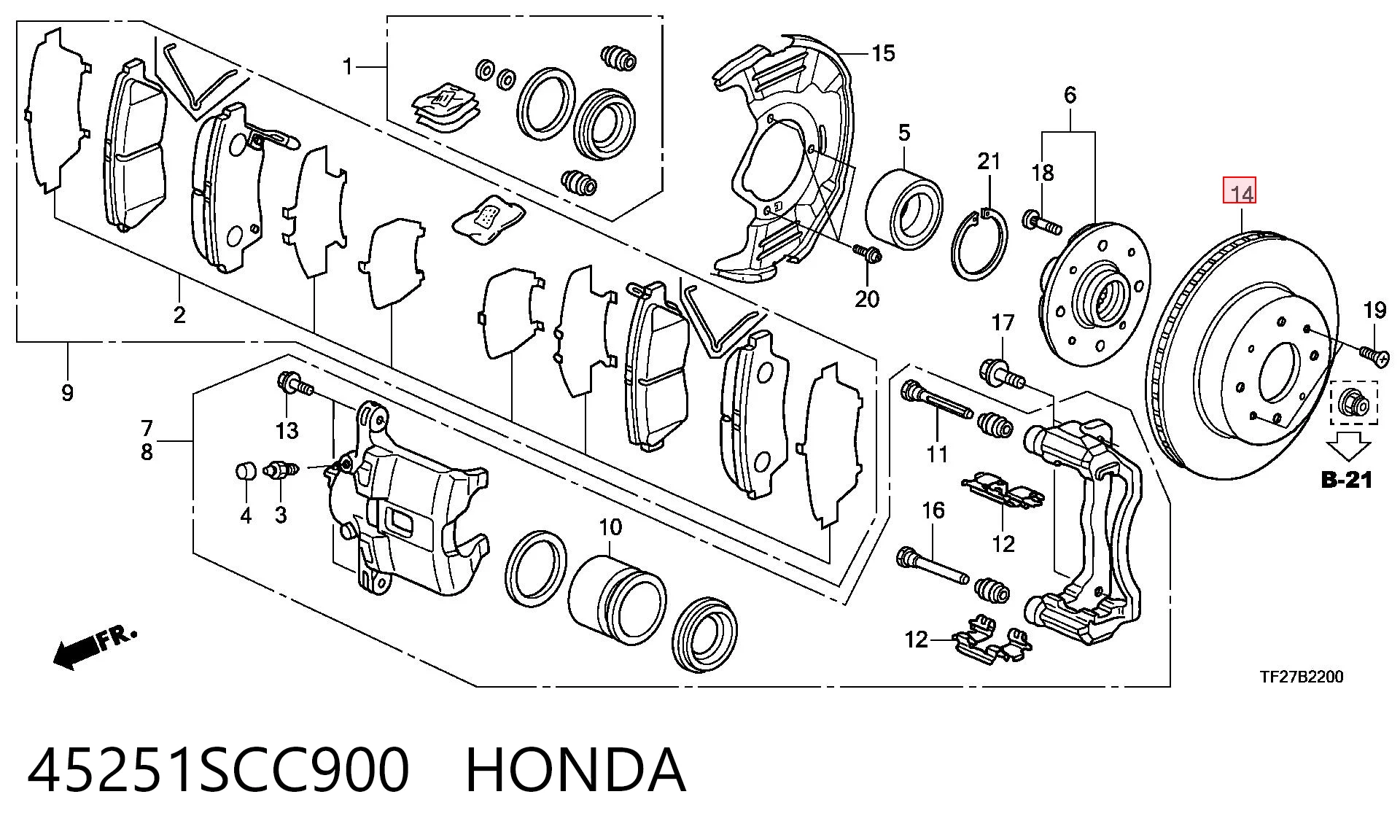 45251SCC900 Honda Discos