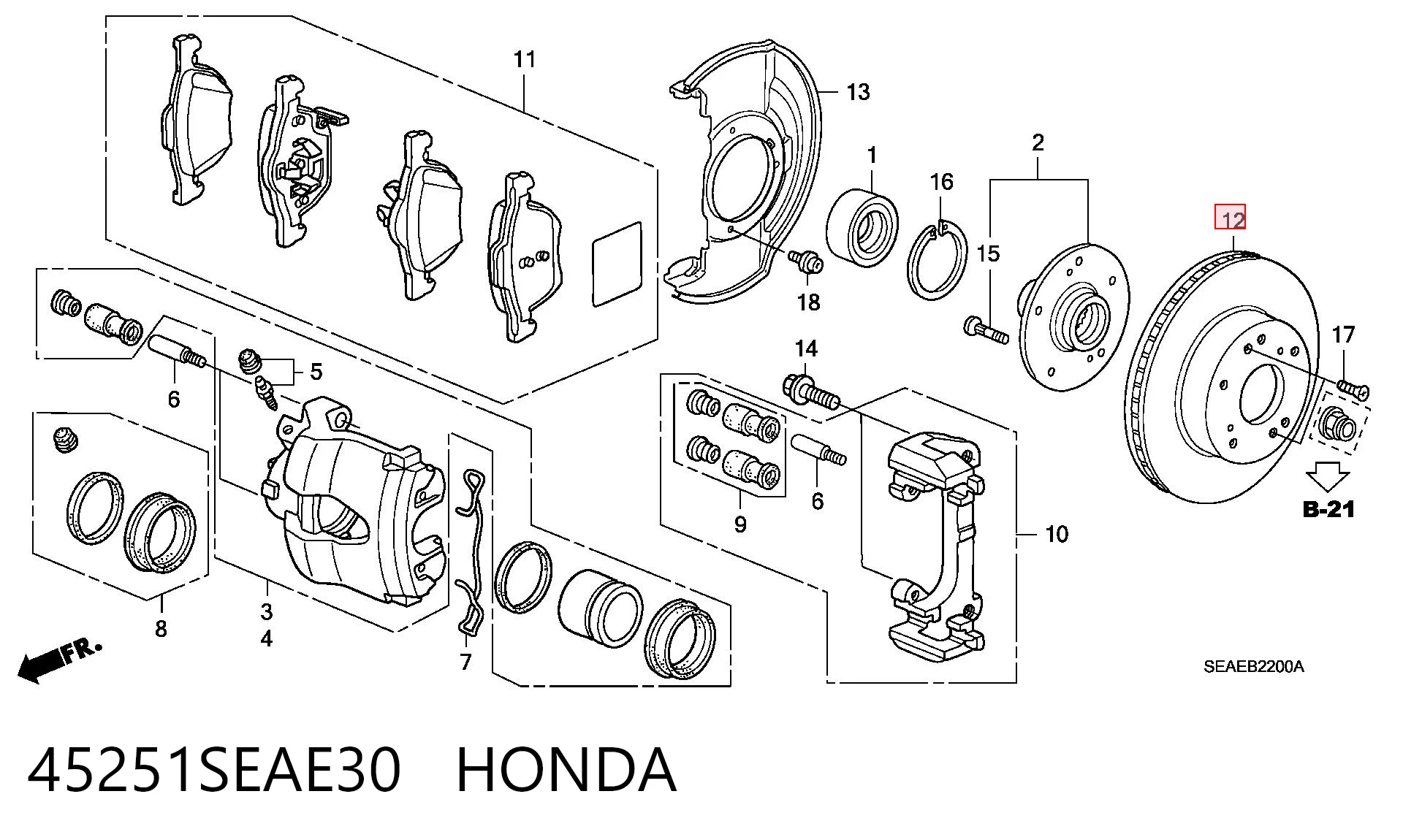 45251SEAE30 Honda