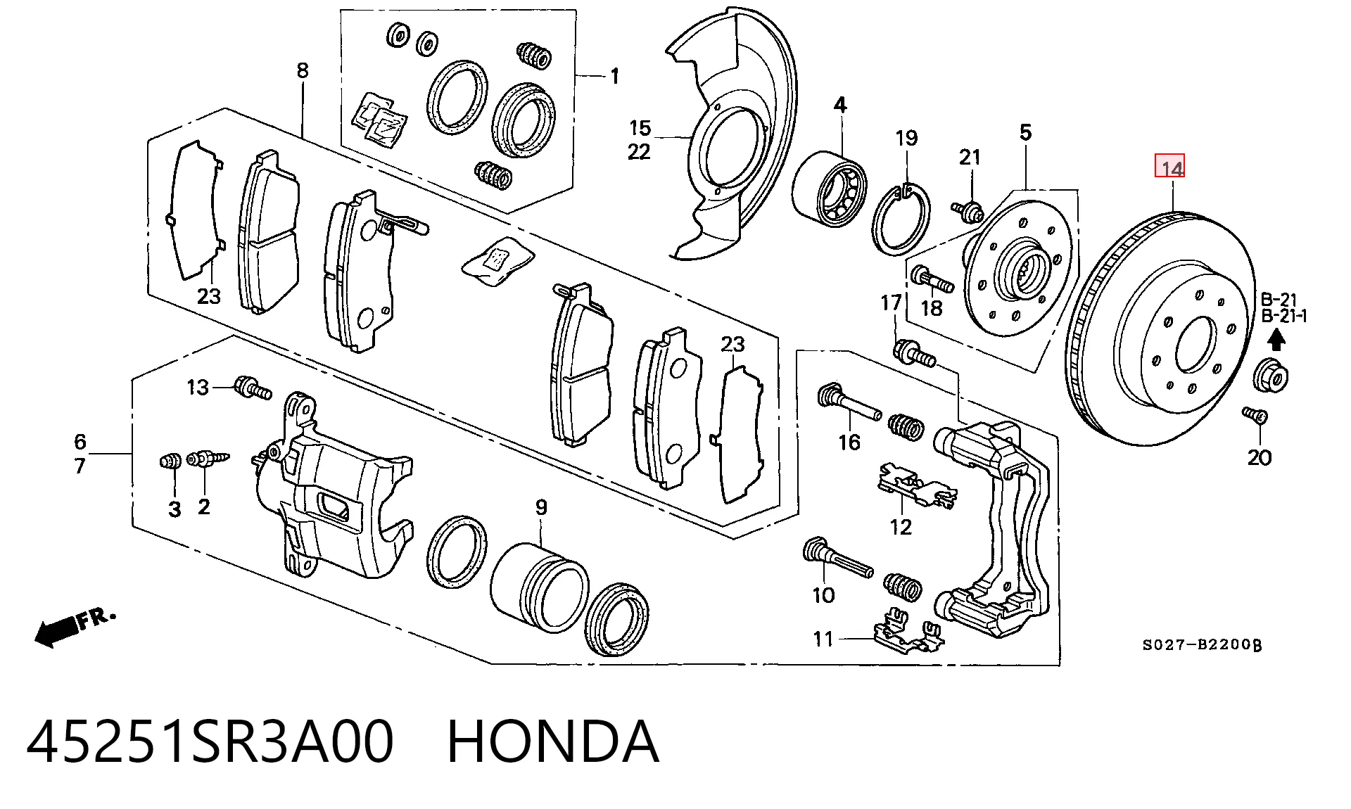 Disco de freno delantero 45251SR3A00 HONDA