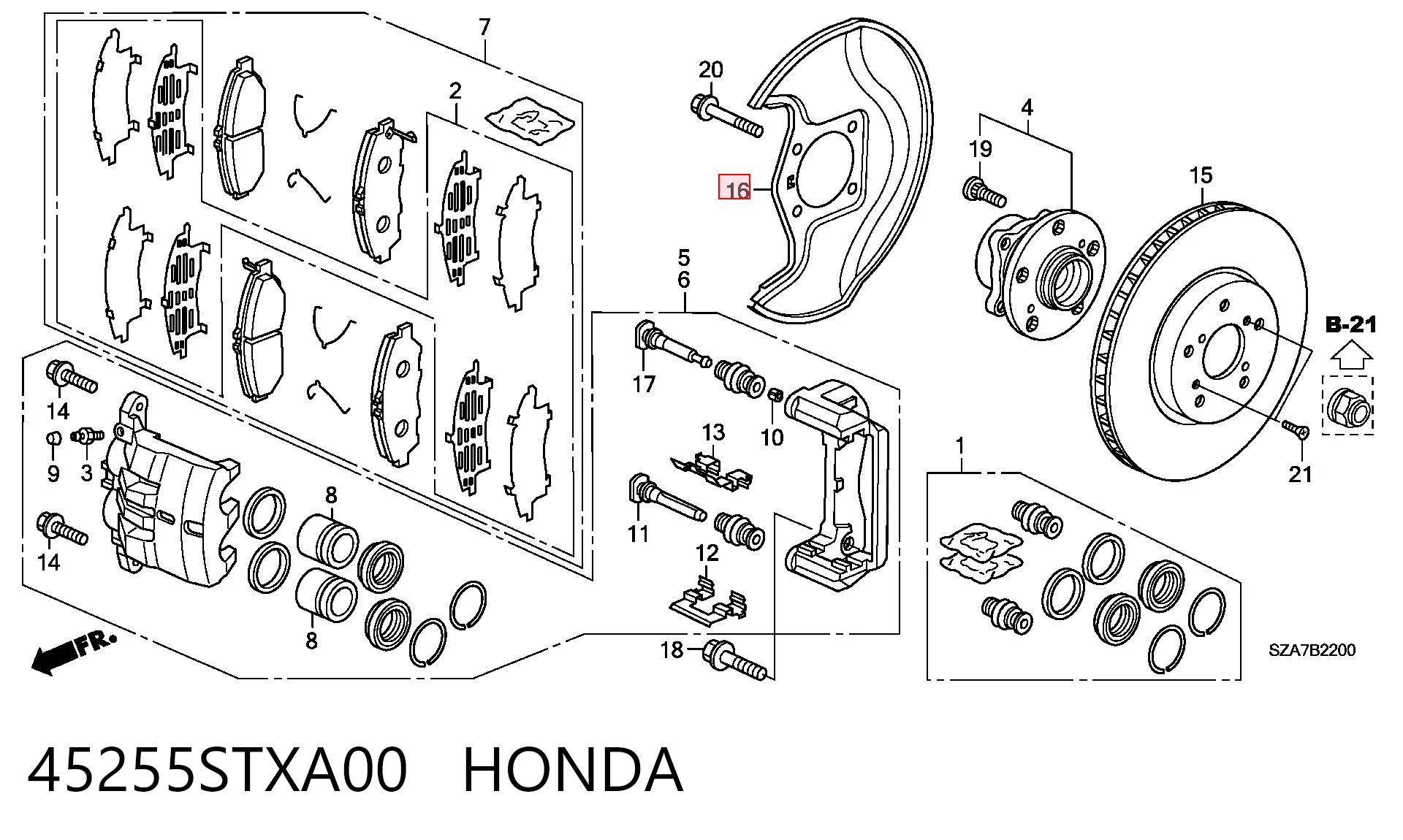 45255STXA00 Honda Protector del disco de freno delantero