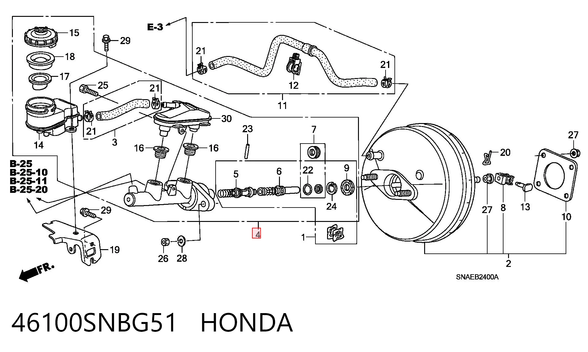 46100SNBG51 Honda Cilindro principal de frenos