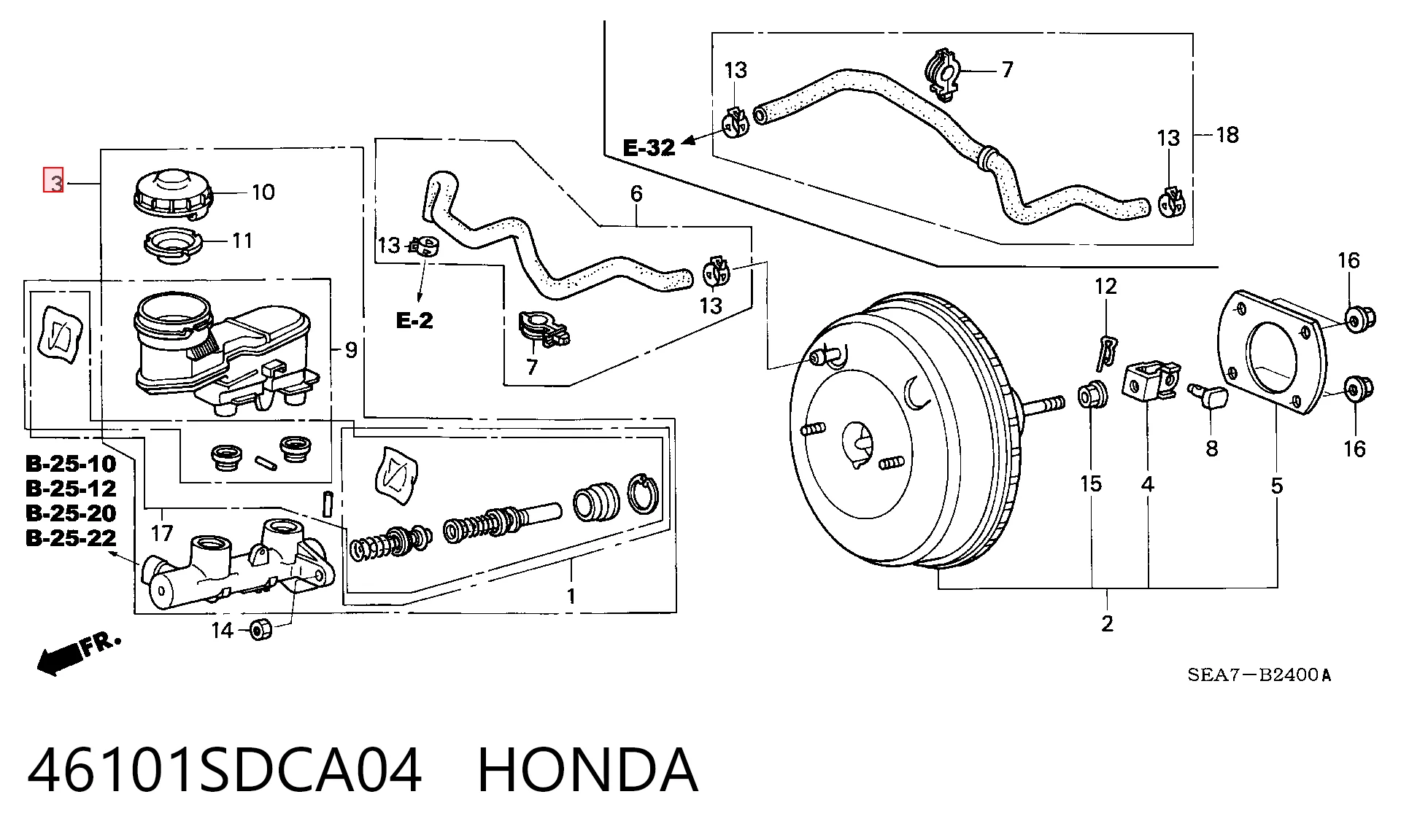 Cilindro principal de frenos para Honda Accord VII CL, CM