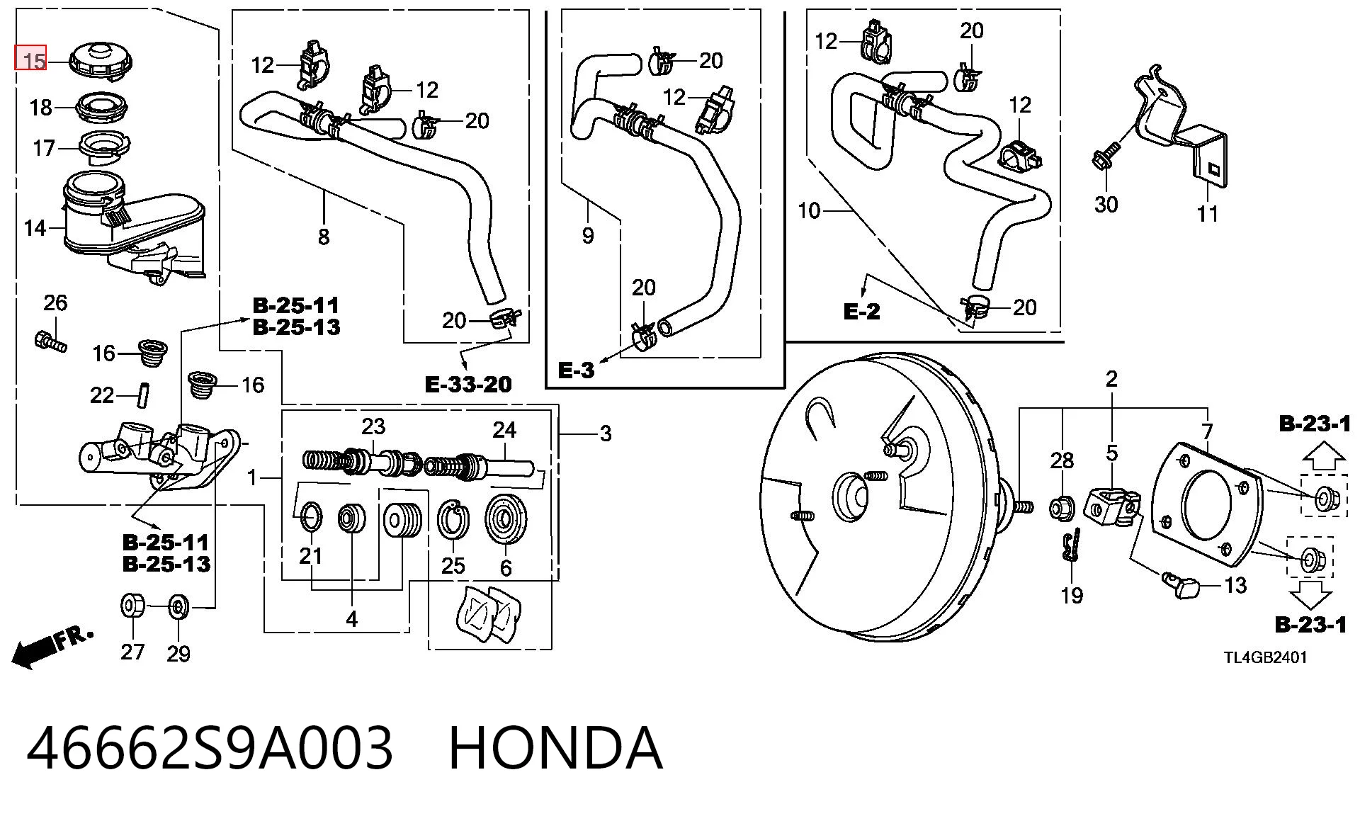 46662S9A003 Honda Tapa del depósito del cilindro maestro de freno