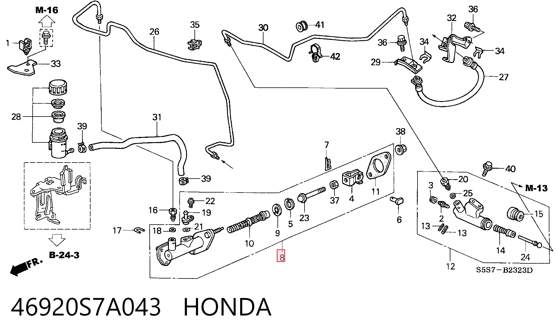 46920S7A043 Honda Cilindro maestro de clutch