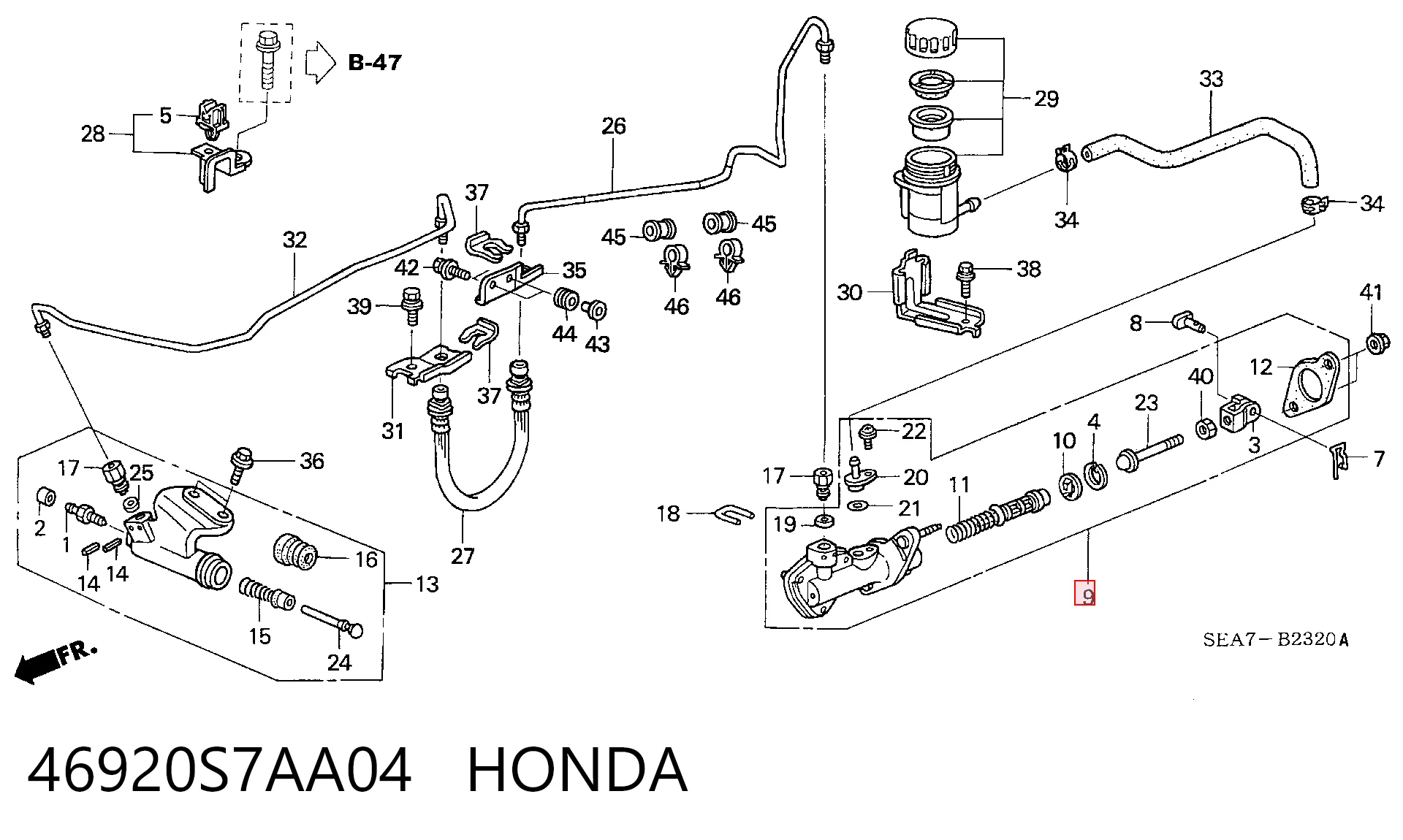 46920S7AA04 Honda Cilindro maestro de clutch