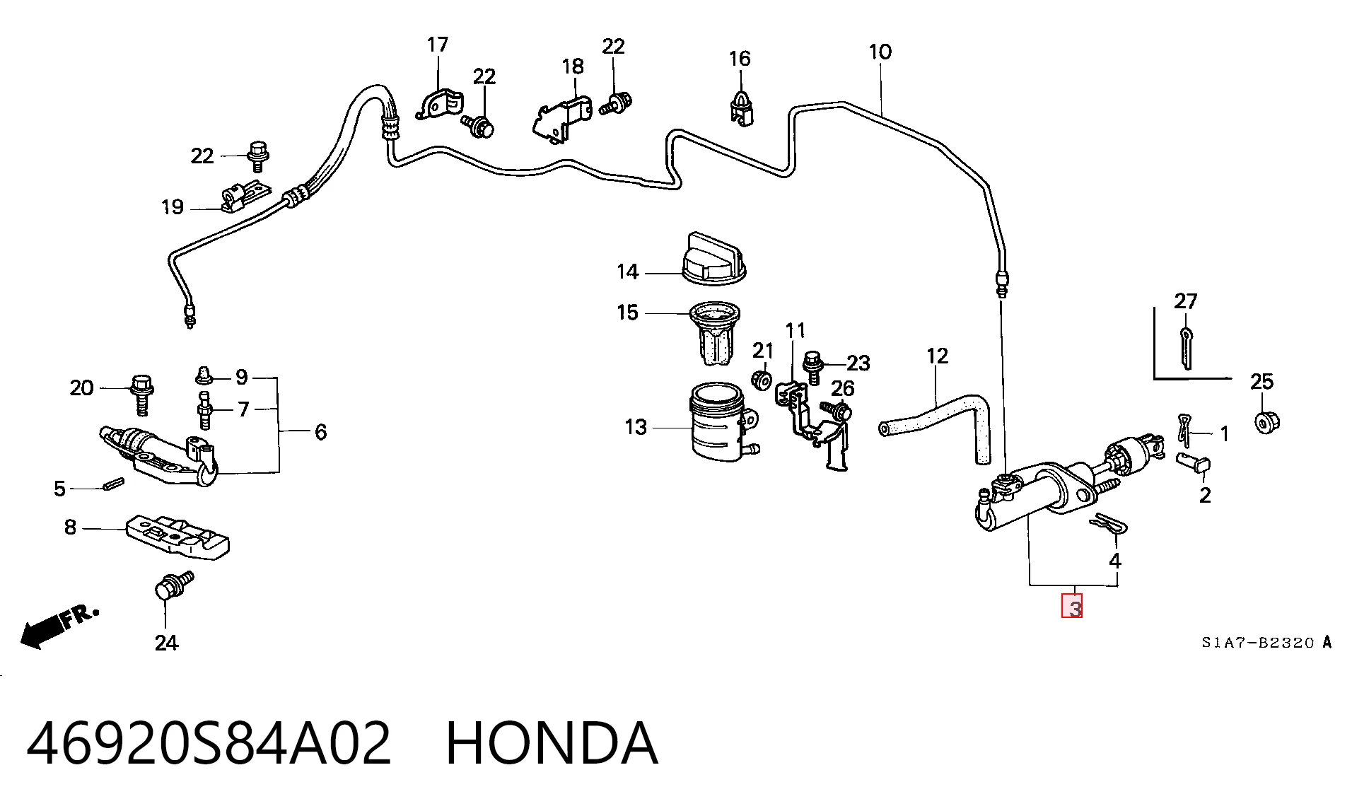46920S84A02 Honda Cilindro maestro de clutch