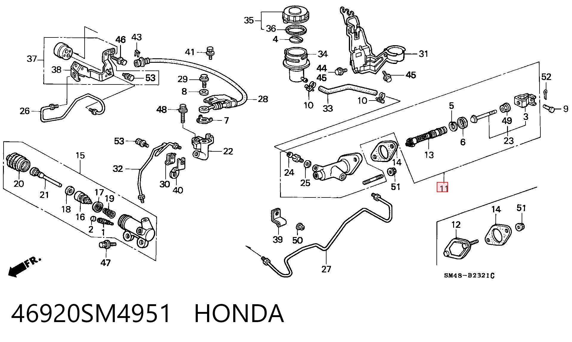 Cilindro maestro de embrague 46920SM4951 HONDA