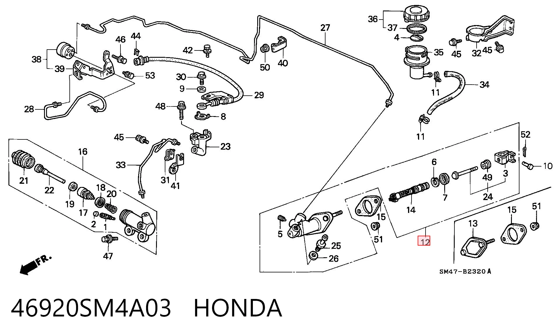 Cilindro maestro de embrague 46920SM4A03 HONDA