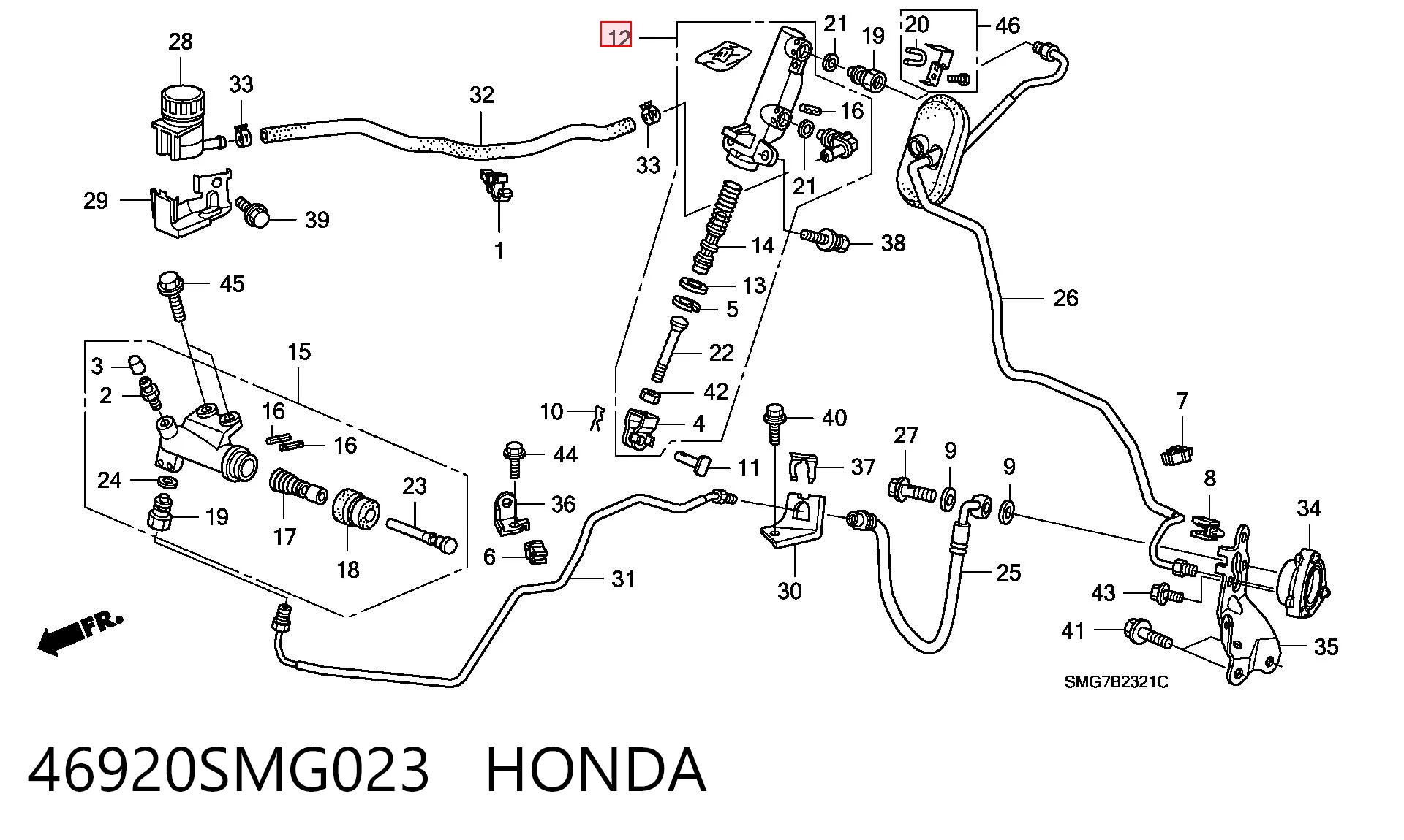 46920SMG023 Honda Cilindro maestro de clutch