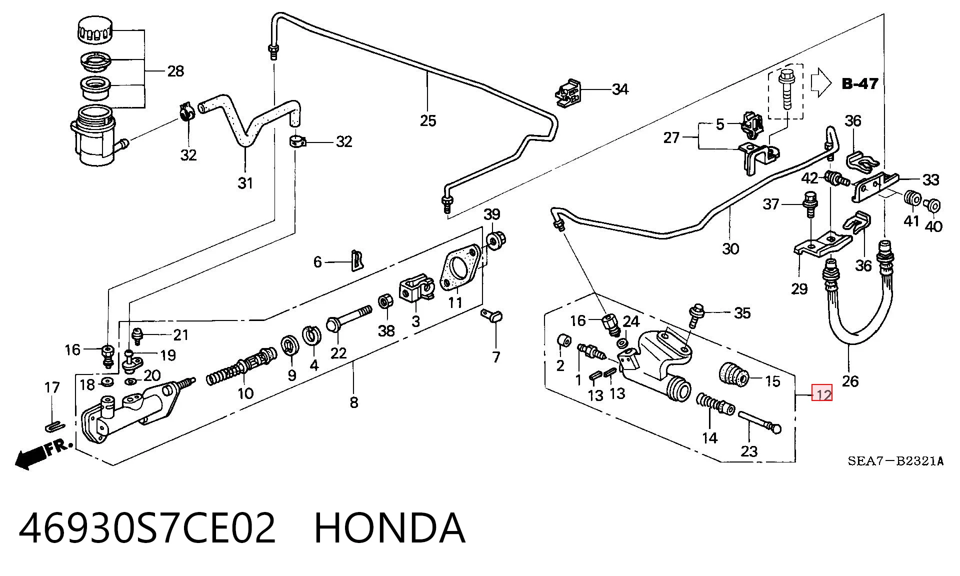 46930S7CE02 Honda Cilindro receptor de embrague