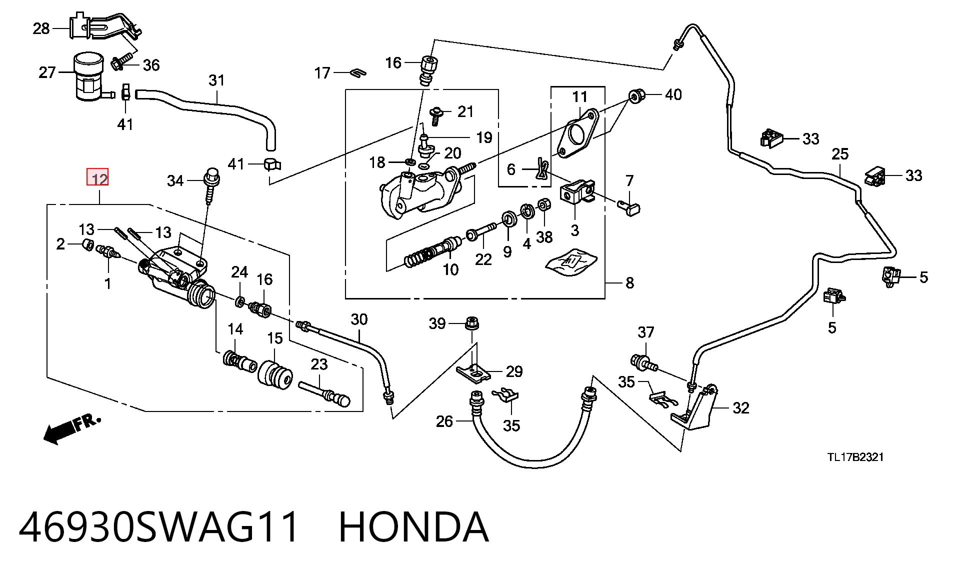 46930SWAG11 Honda Cilindro receptor de embrague