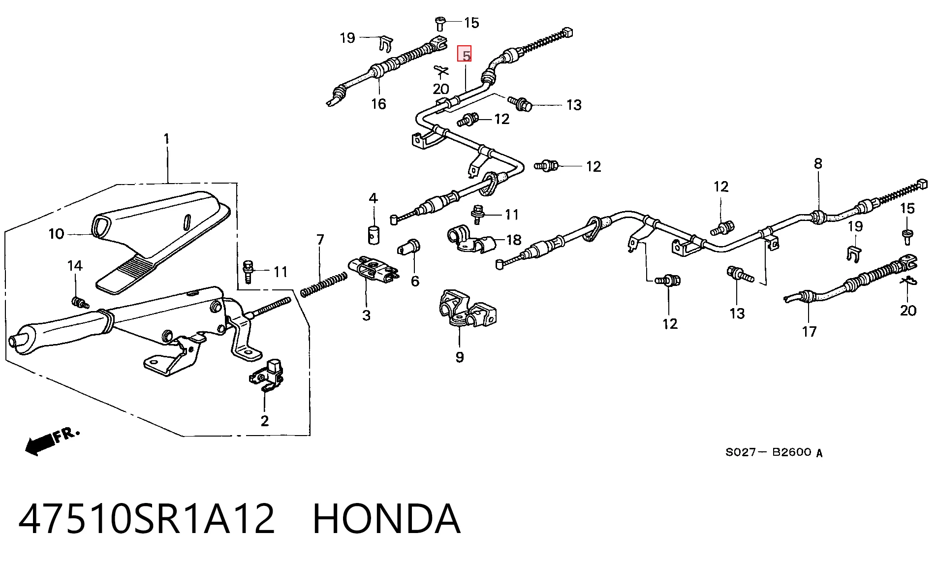 Comprar Cable de freno de mano trasero derecho Honda Civic VI EJ6, EJ8 a bajo precio