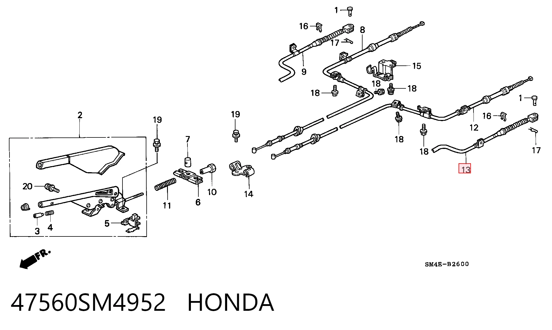 Comprar Cable de freno de mano trasero izquierdo Honda Accord IV CB3, CB7 a bajo precio