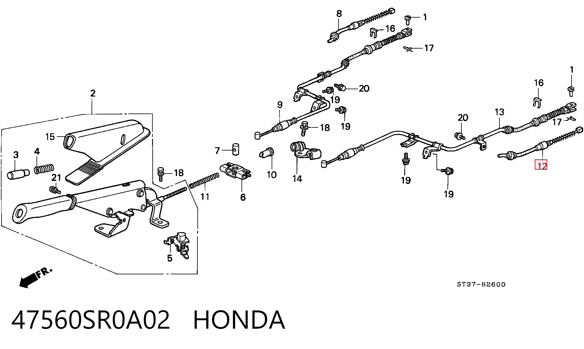 Comprar Cable de freno de mano trasero izquierdo Honda Civic V EG, EH a bajo precio