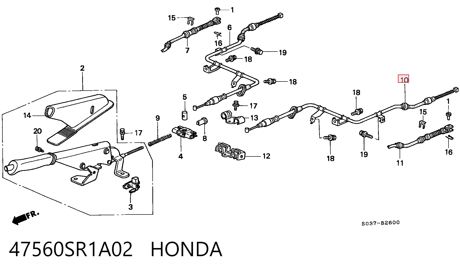 Comprar Cable de freno de mano trasero izquierdo Honda Civic VI EJ6, EJ8 a bajo precio