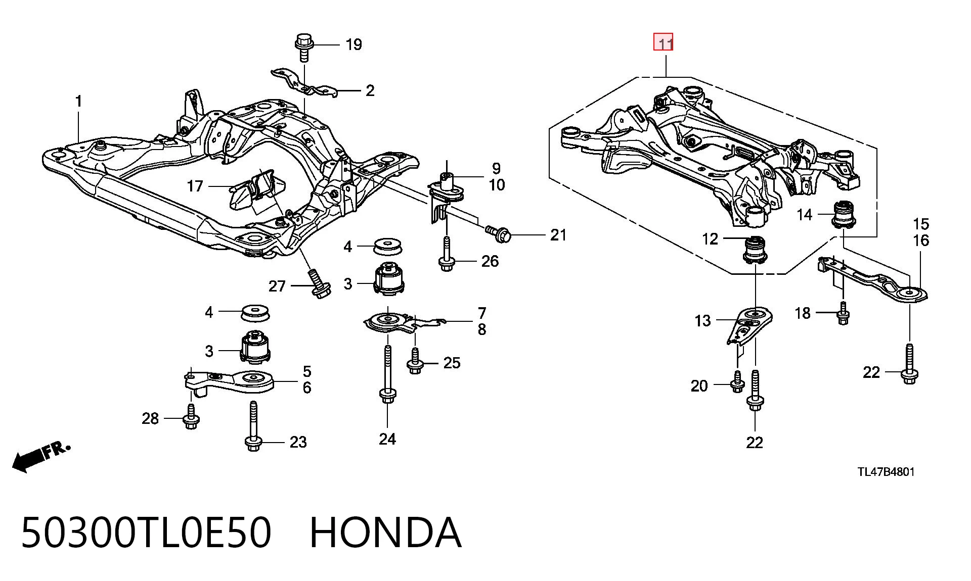 Comprar Subchasis trasero soporte motor Honda Accord VIII CU a bajo precio
