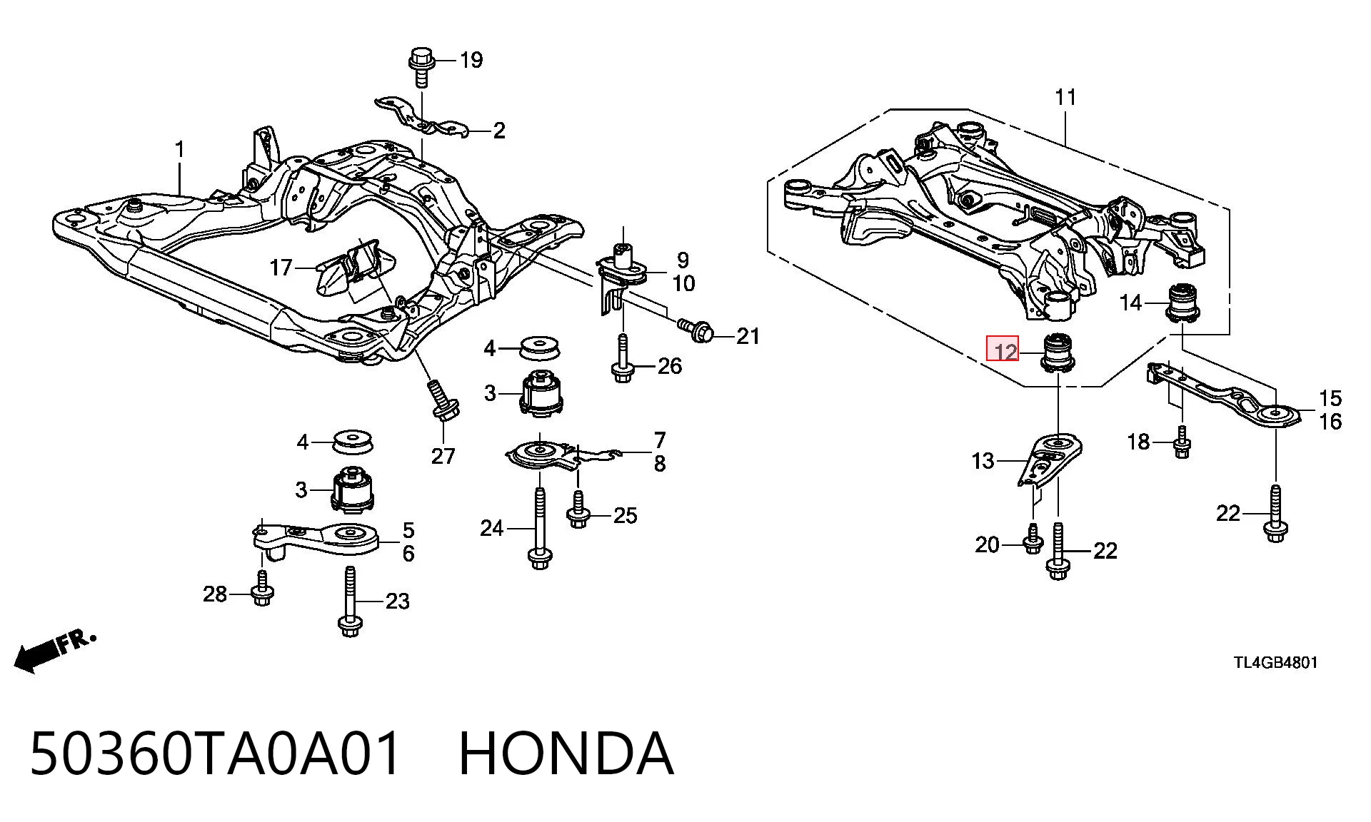 Silentblock del subchasis trasero Honda Accord VIII sedán (CU) (2008 - 2015) precio, desde 8,45 EUR