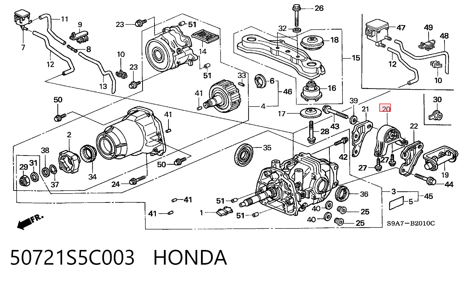 50721S5C003 Honda Silentblock del soporte delantero del diferencial trasero