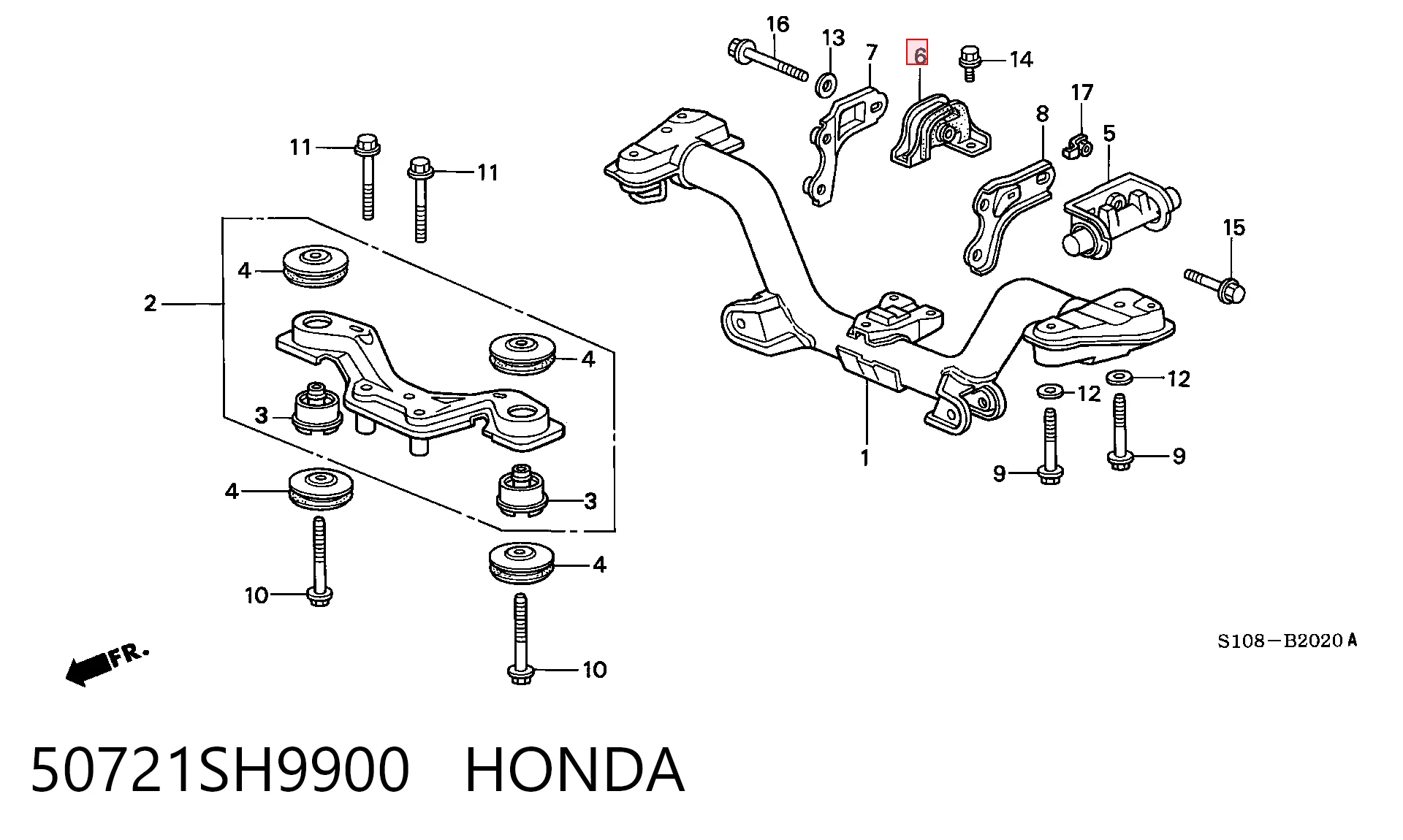 Taco de motor trasero Honda CR-V  (RD)