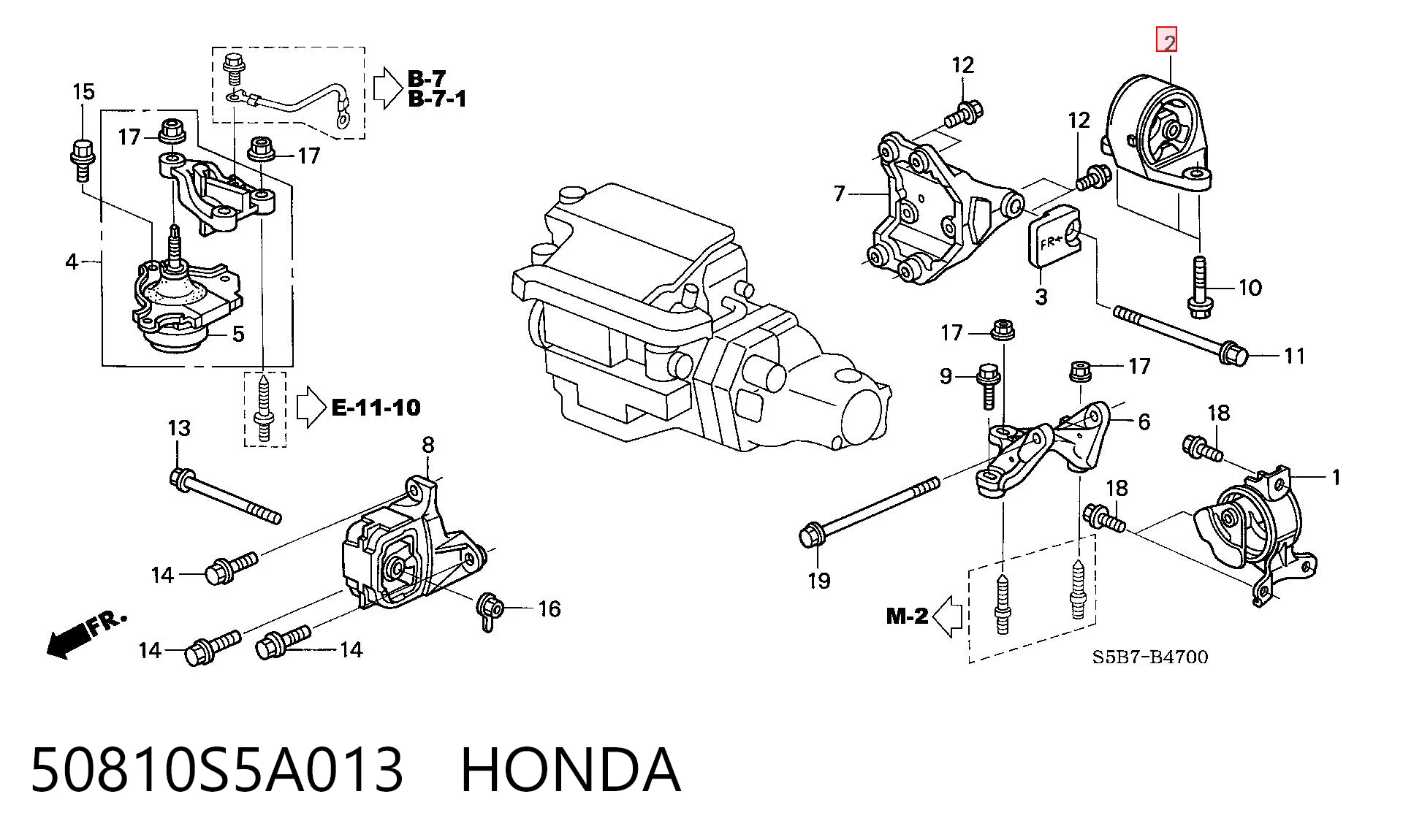 50810S5A013 Honda Taco de motor