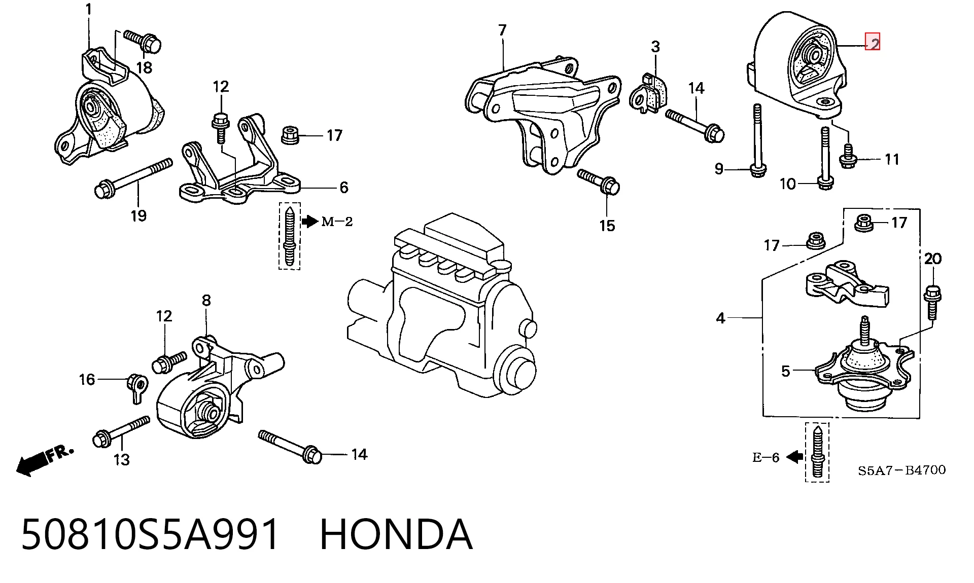 Precio del repuesto Taco de motor trasero Civic VII hatchback