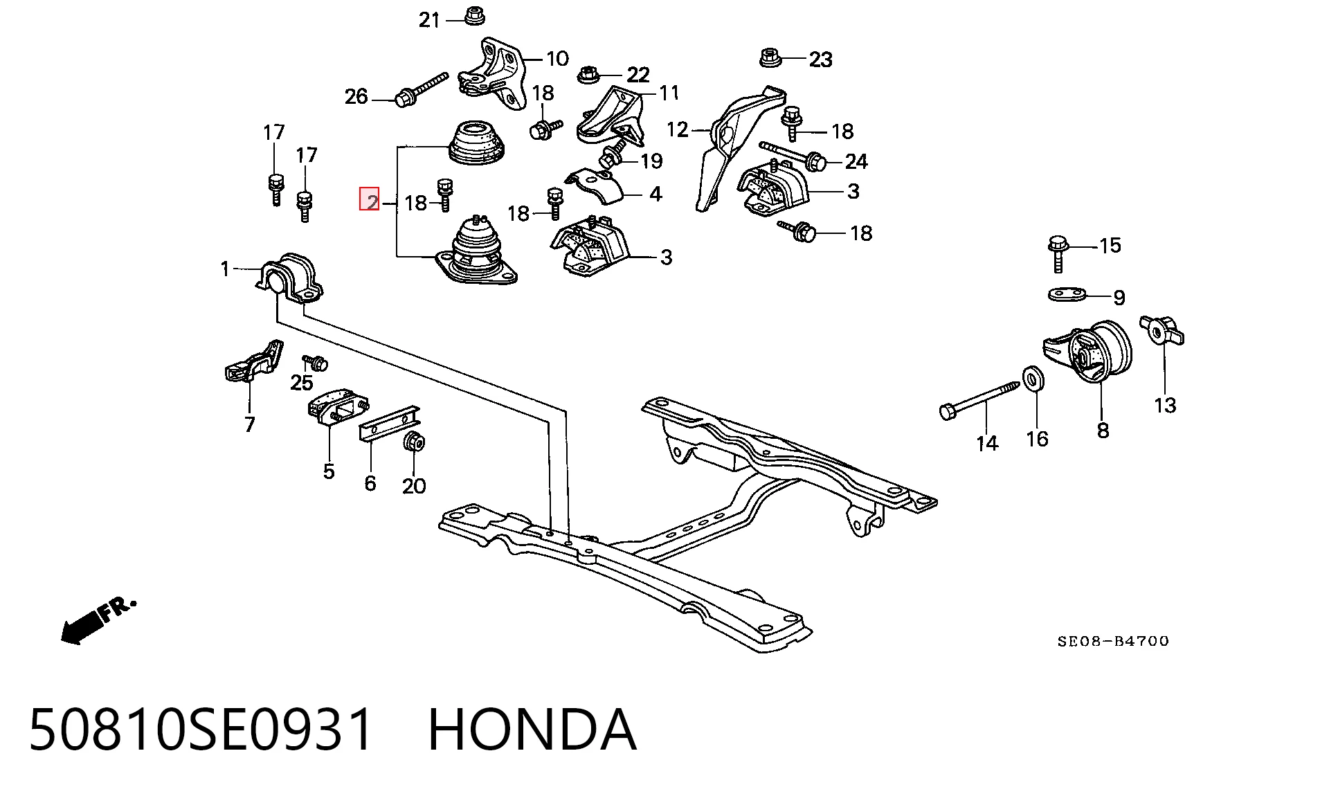 Soporte de motor delantero para Honda Accord CA4, CA5