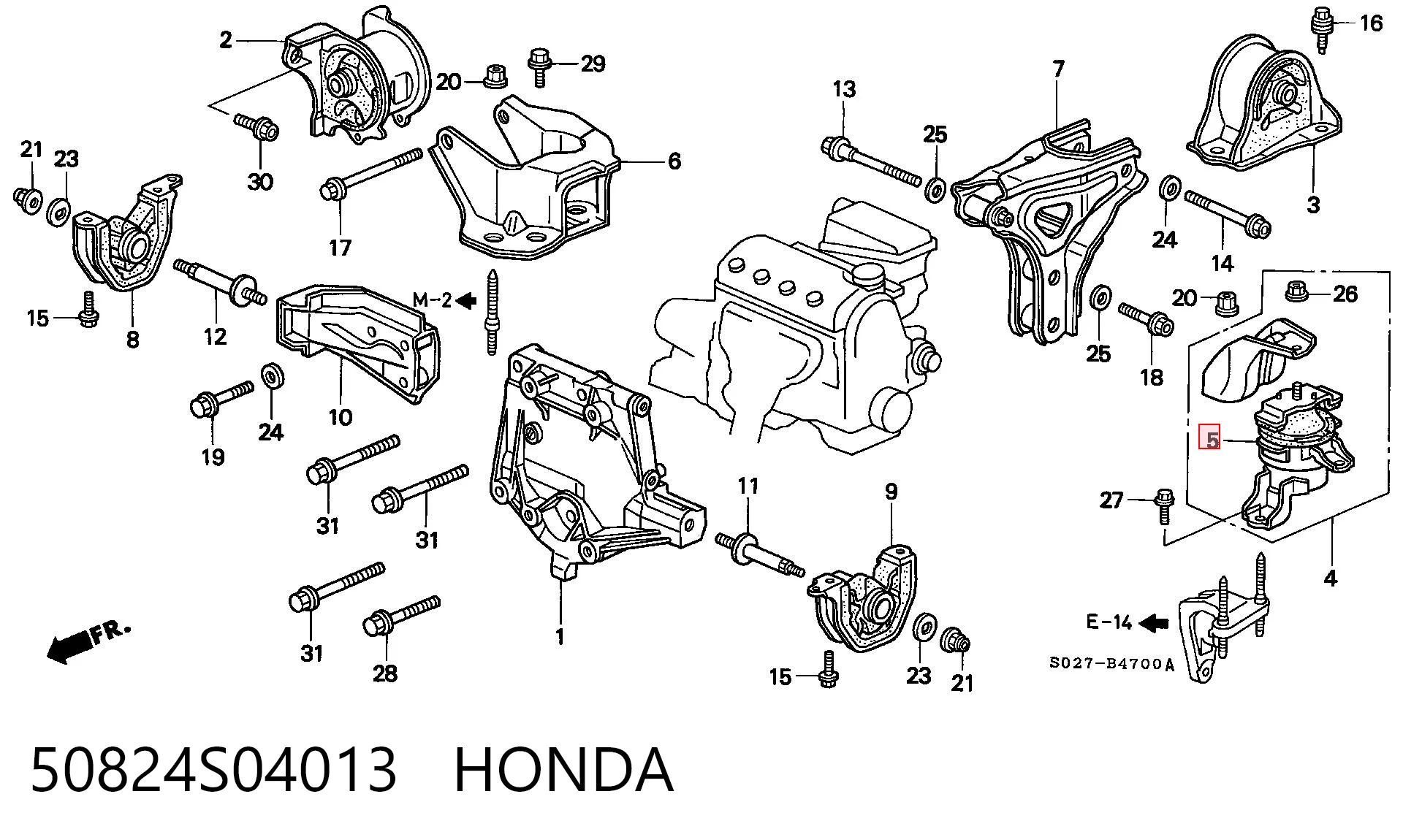 Soporte izquierdo del motor 50824S04013 HONDA