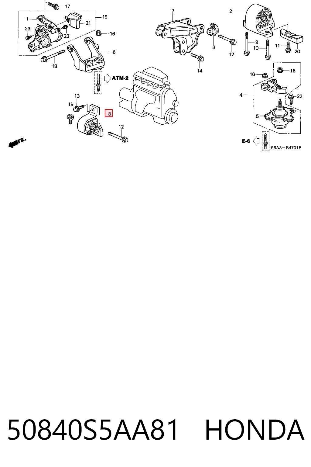 50840S5AA81 Honda Soportes de motor delantero