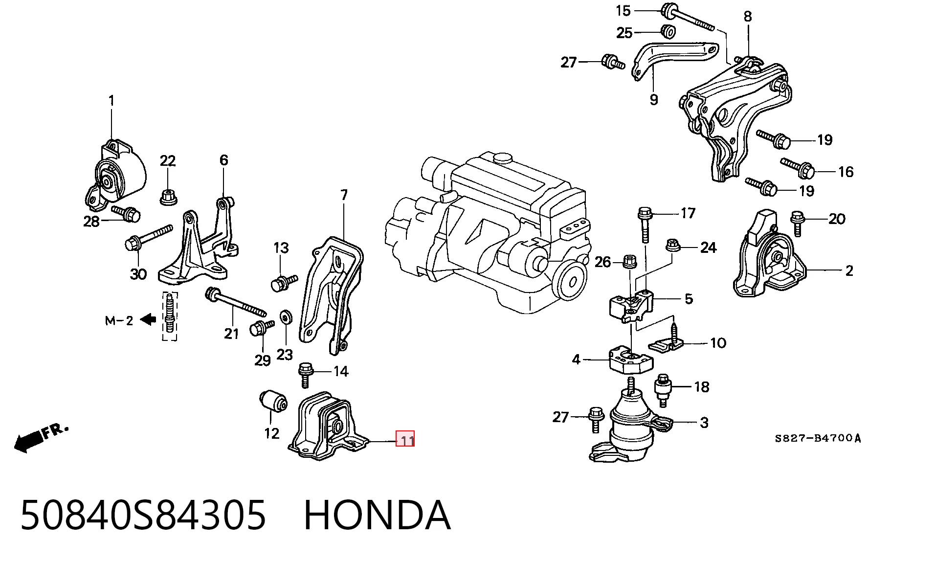 50840S84305 Honda Soportes de motor delantero