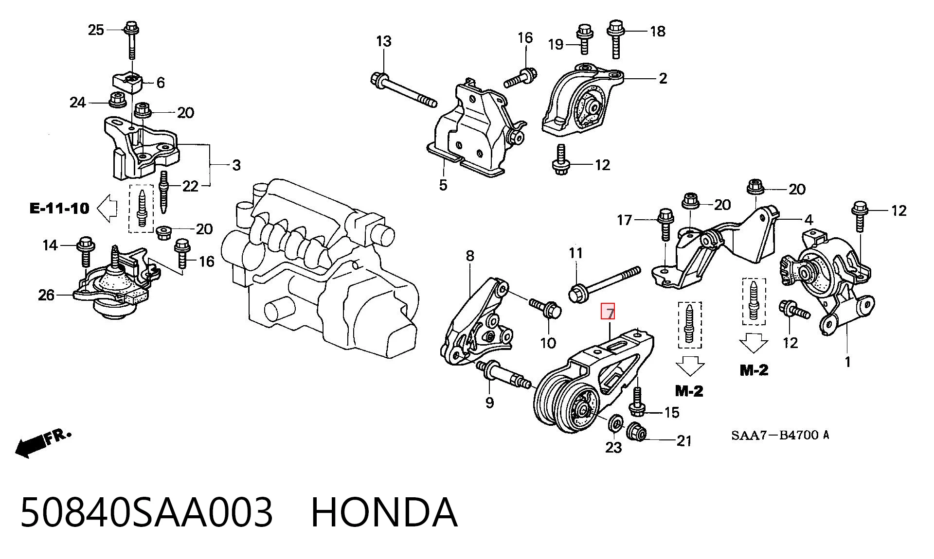 50840SAA003 Honda Soportes de motor delantero