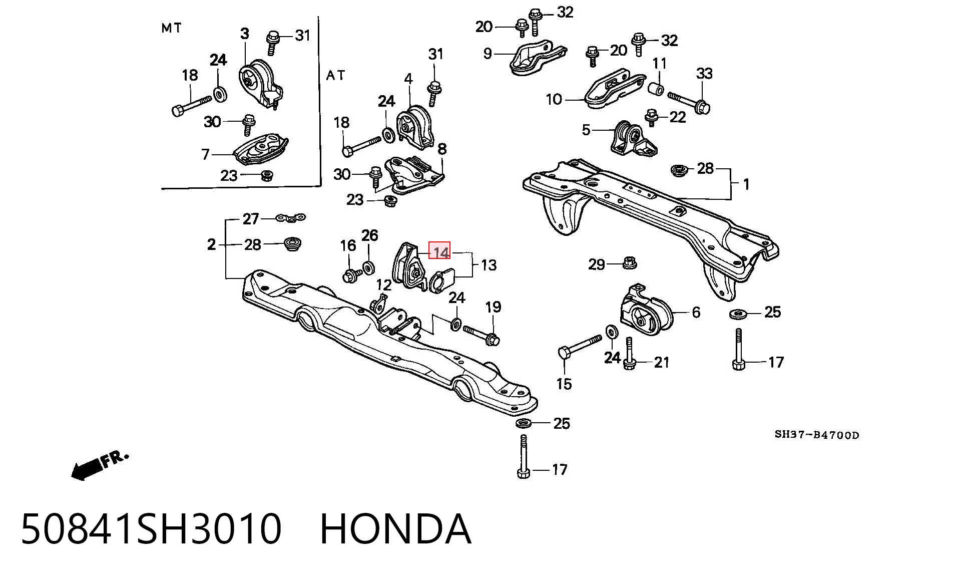 Taco de motor delantero Honda Civic IV