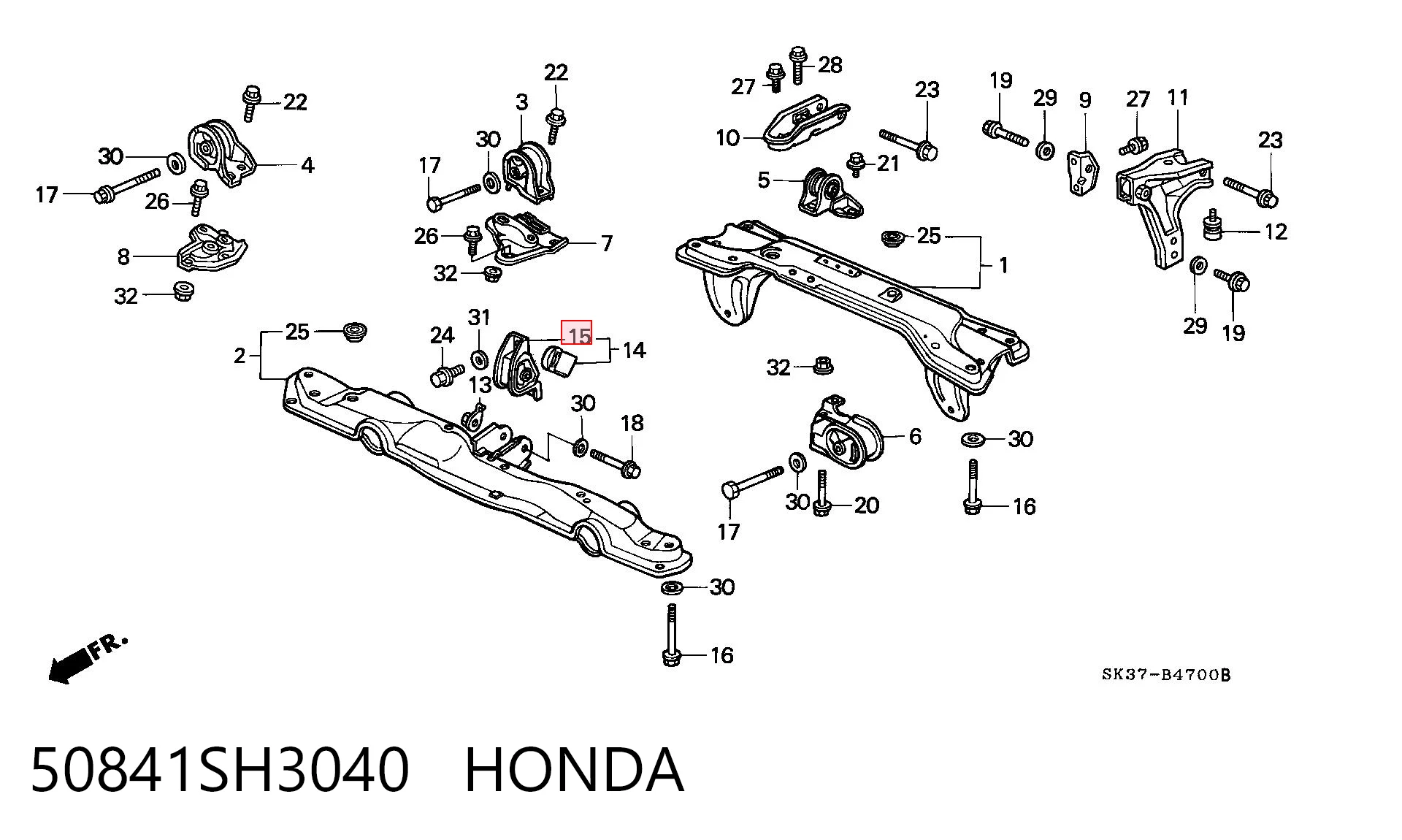  Soporte de motor delantero Honda Civic 4