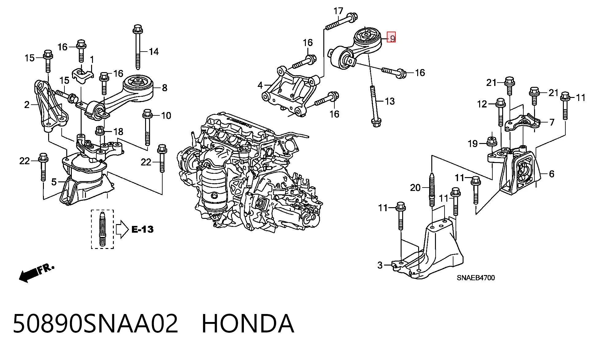 50890SNAA02 Honda Taco de motor