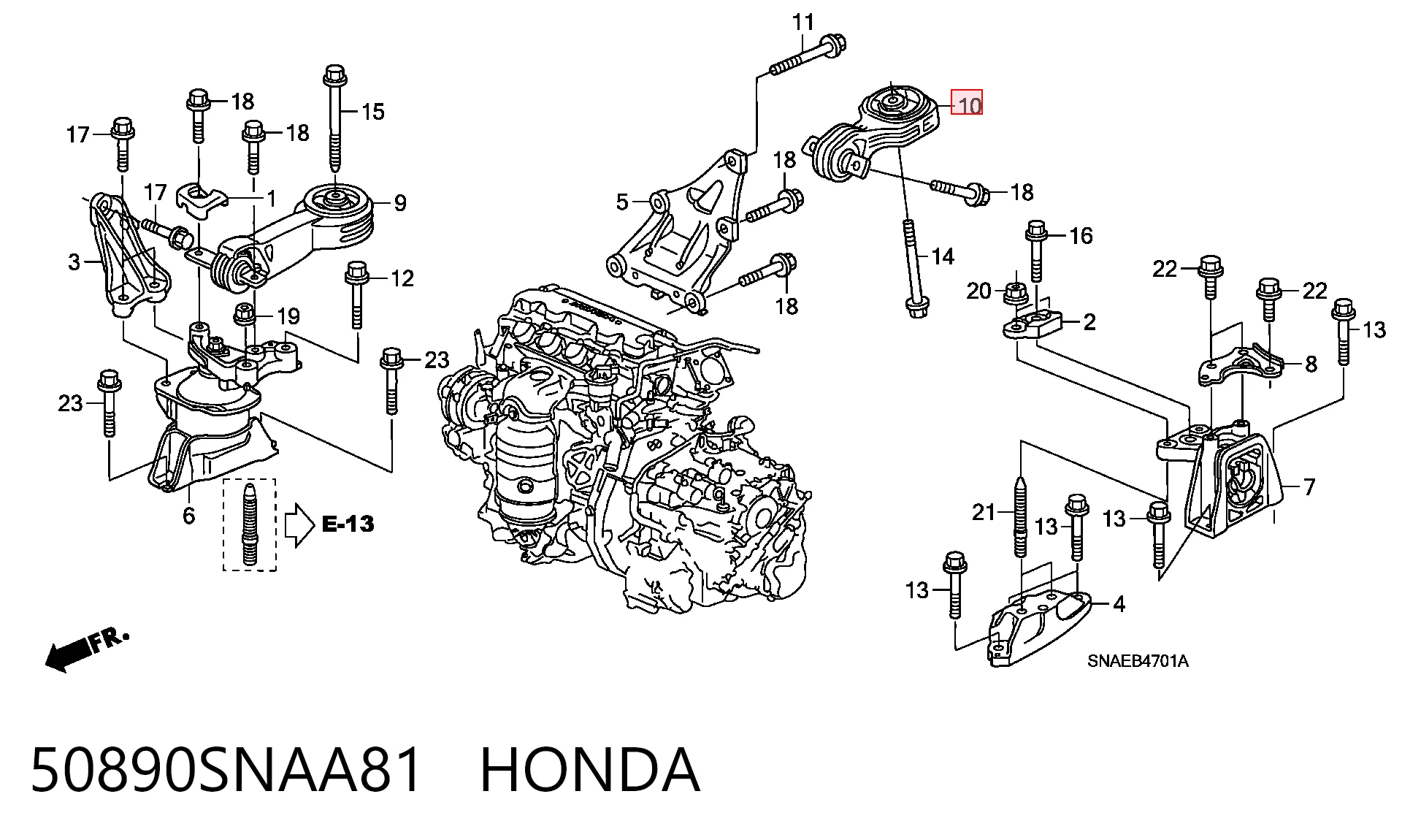 50890SNAA81 Honda Taco de motor