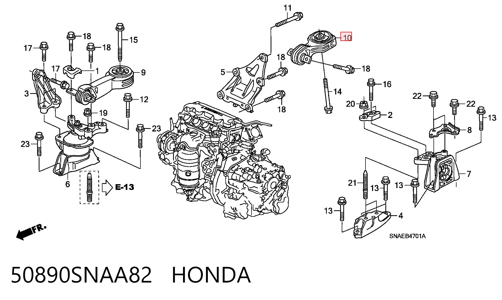 50890SNAA82 Honda Taco de motor