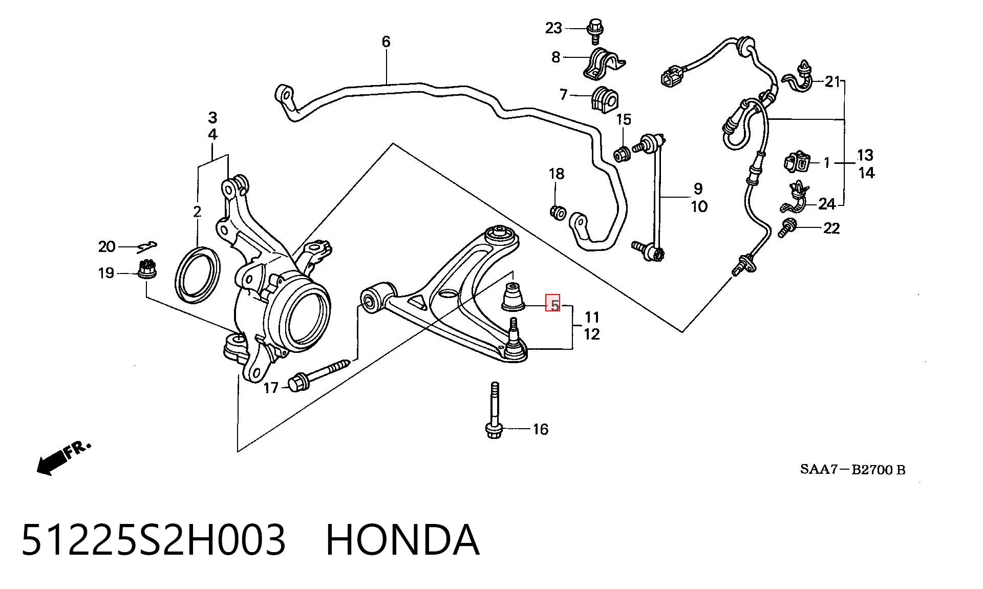 Guardapolvo de rótula inferior 51225S2H003 HONDA