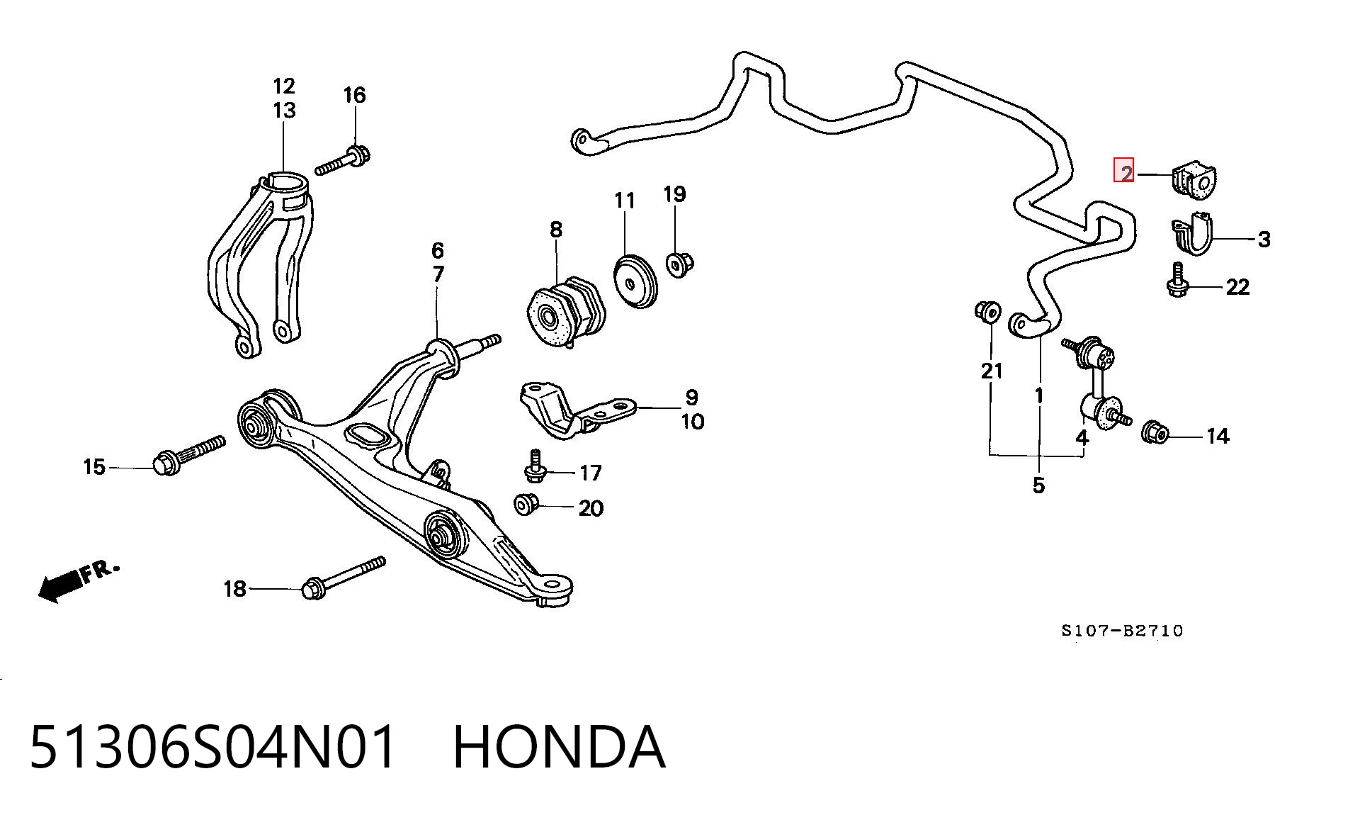 51306S04N01 Honda Buje de barra estabilizadora delantera