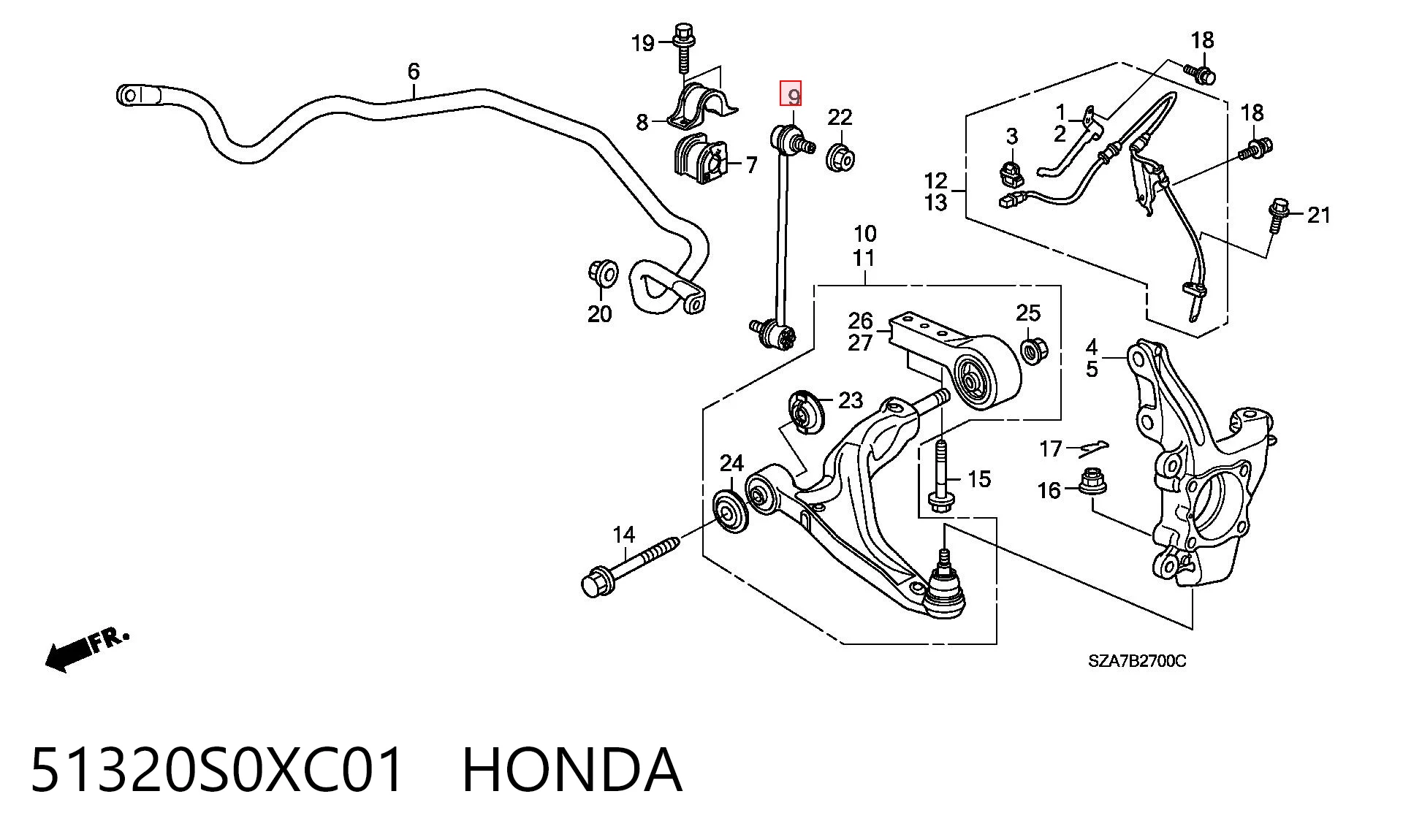 51320S0XC01 Honda Bieleta estabilizadora delantera