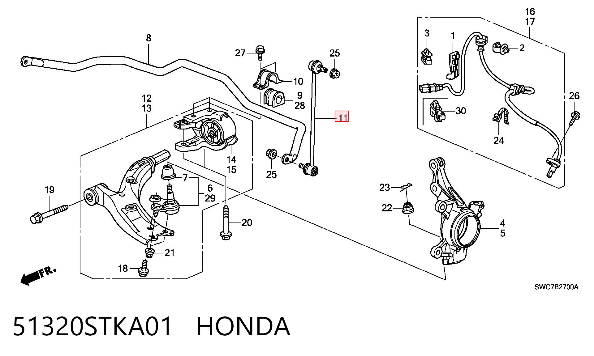 51320STKA01 Honda Bieleta estabilizadora delantera