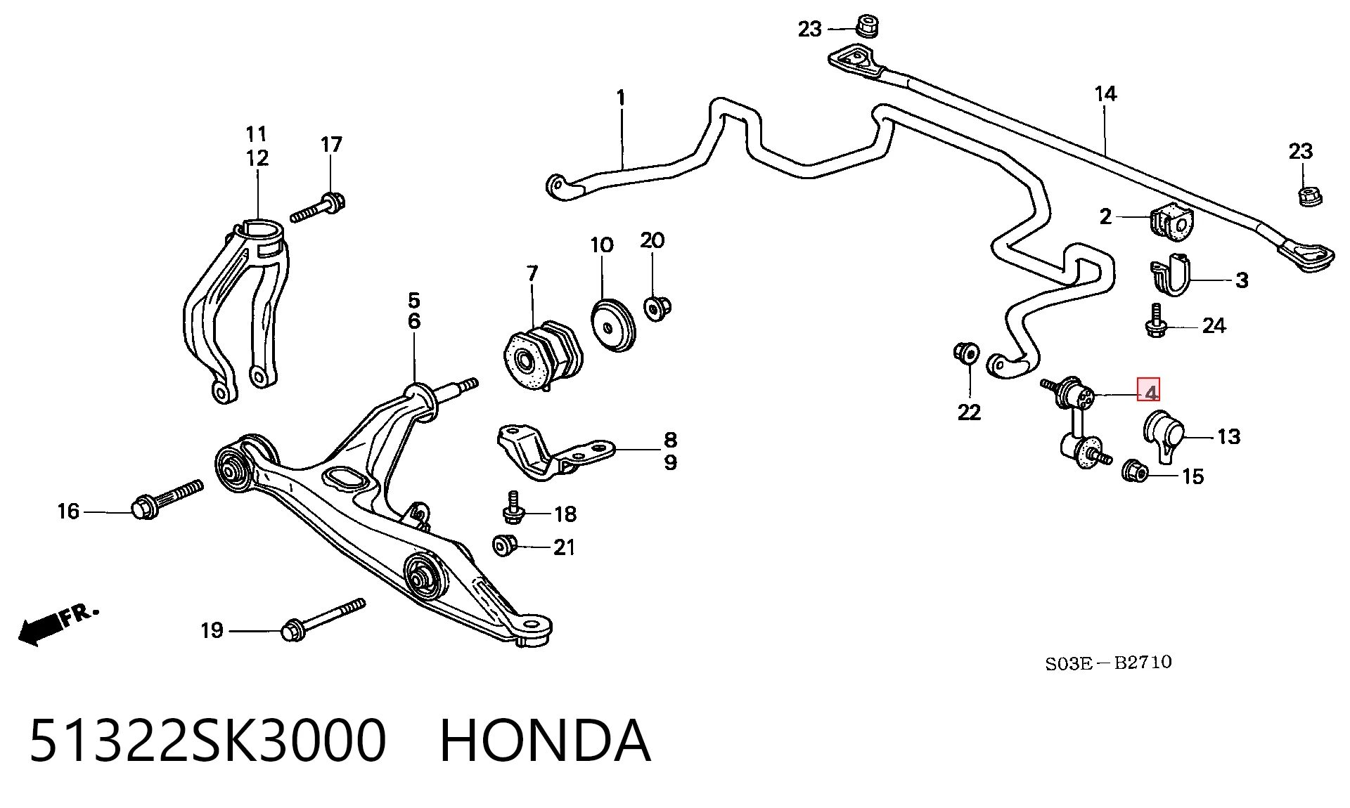 Soporte de la barra estabilizadora delantera Honda Civic VI (EJ9, EK3/4)