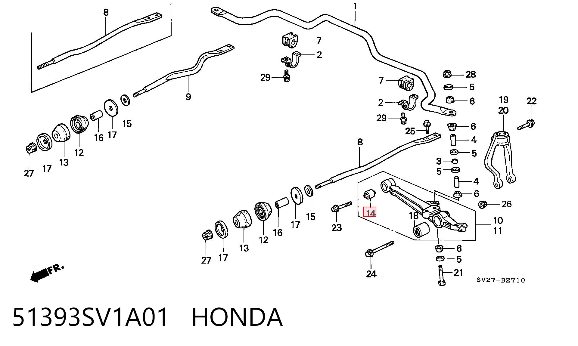 Silentblock suspension para Honda Accord V (CC7)